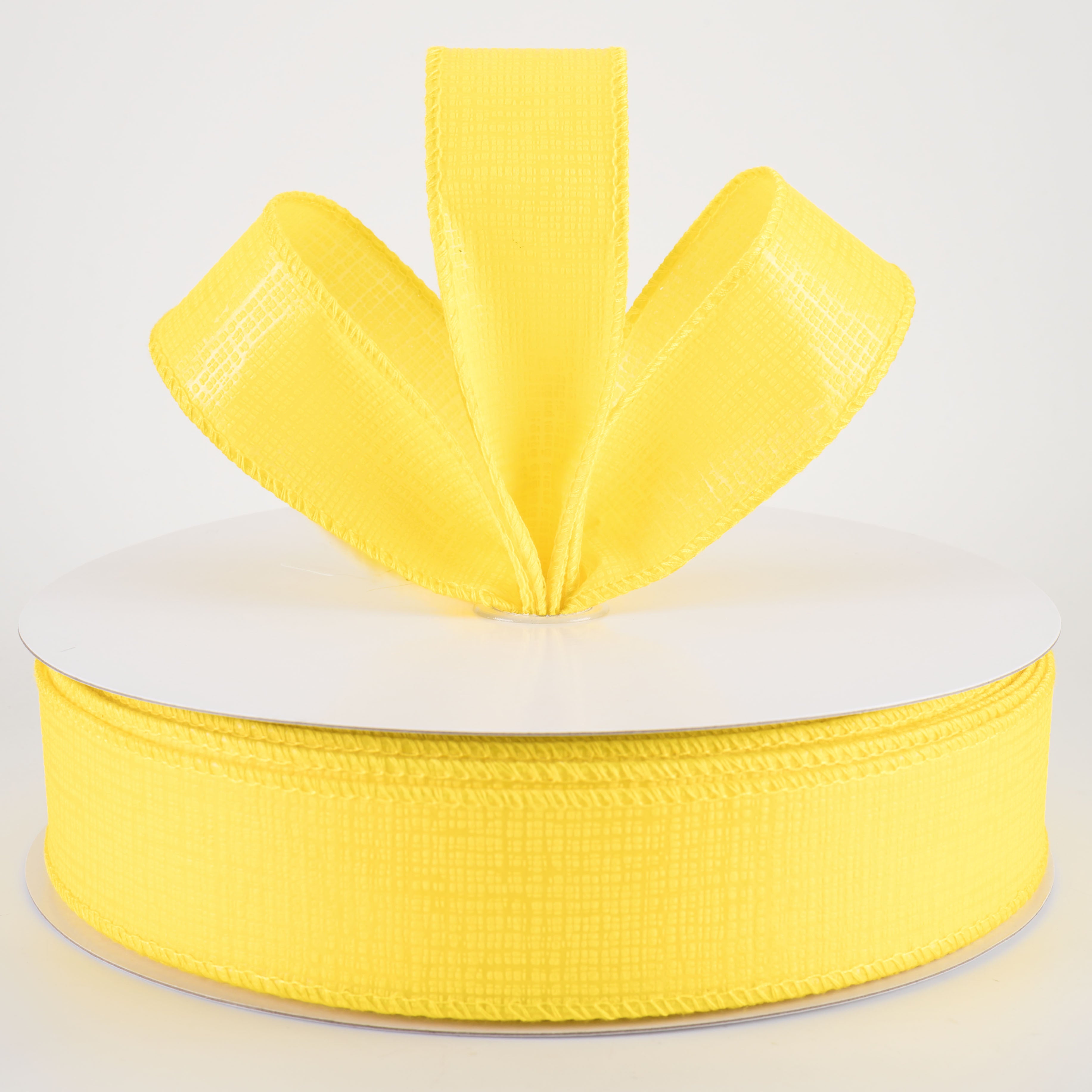 1.5" Embossed Crosshatch Breeze Ribbon: Yellow (50 Yards)