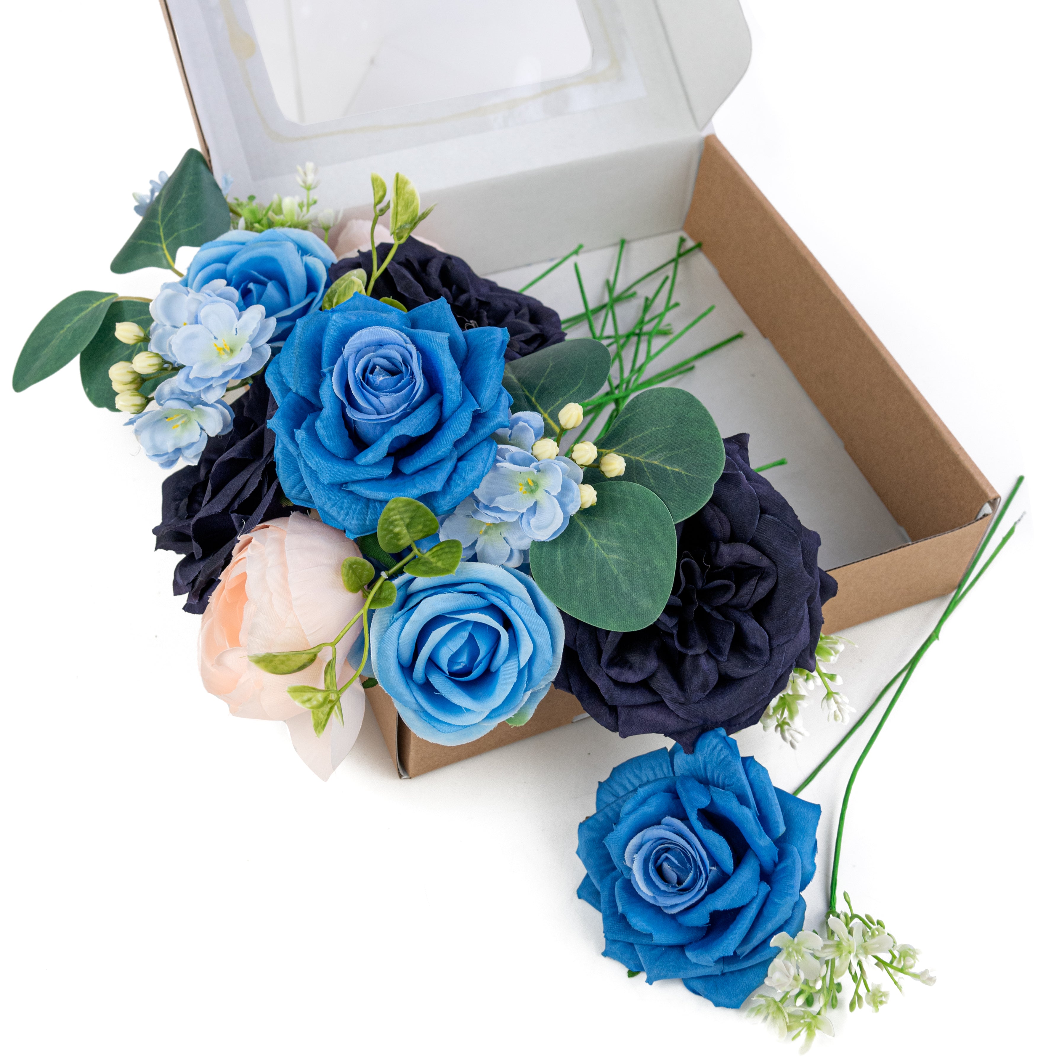 Boxed Pick Mix: Blue Roses & Peonies (23 Stem)