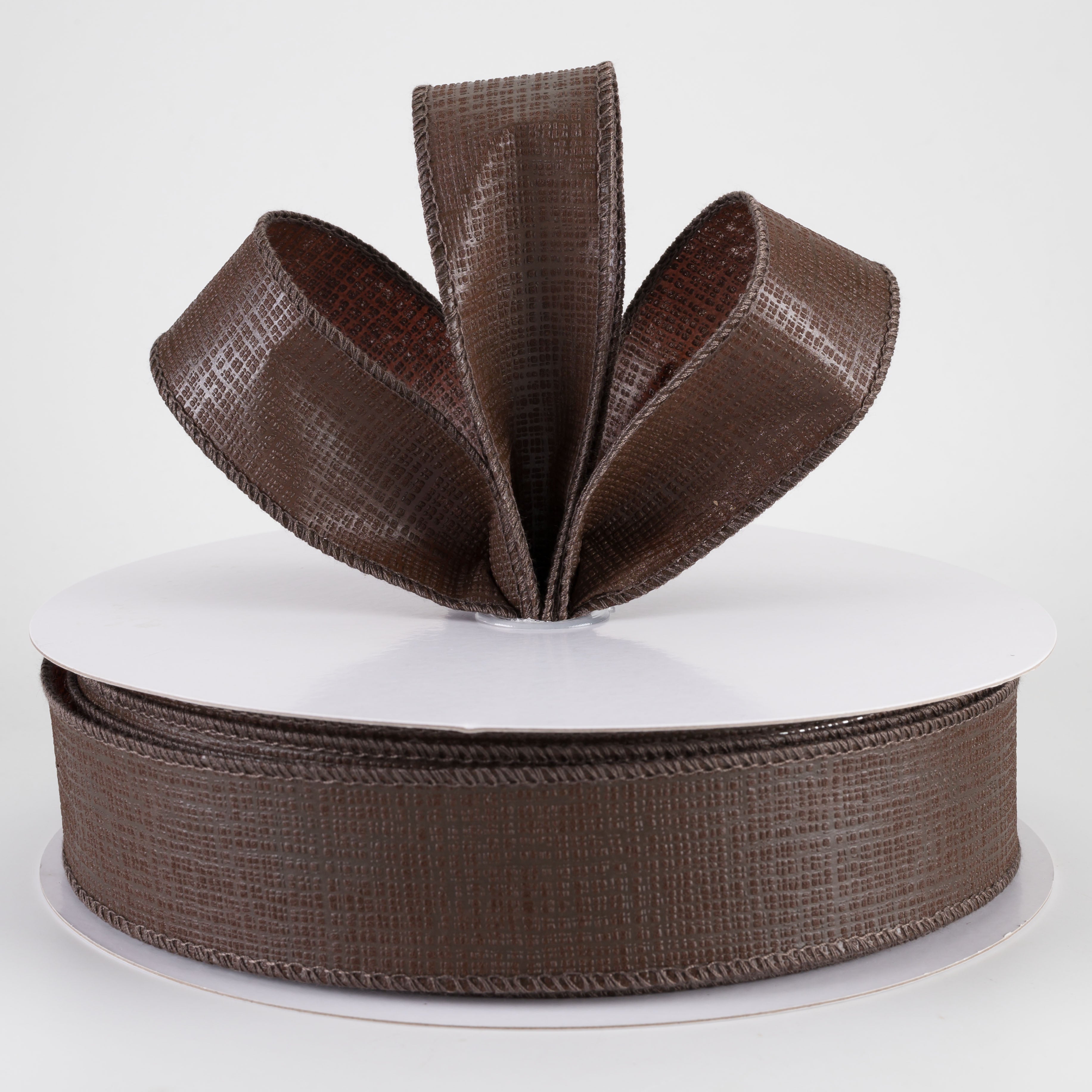 1.5" Embossed Crosshatch Breeze Ribbon: Dark Brown (50 Yards)