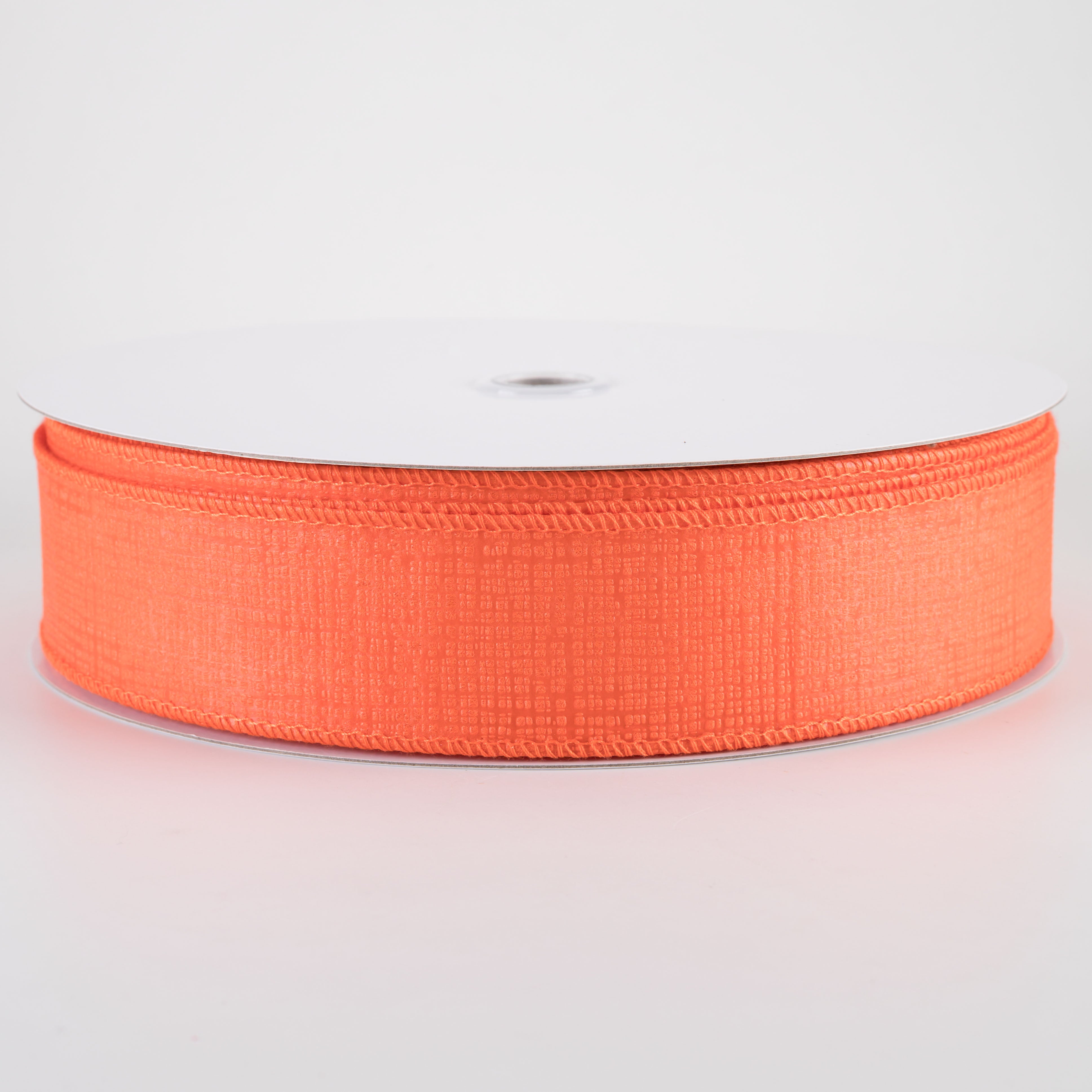1.5" Embossed Crosshatch Breeze Ribbon: Orange (50 Yards)