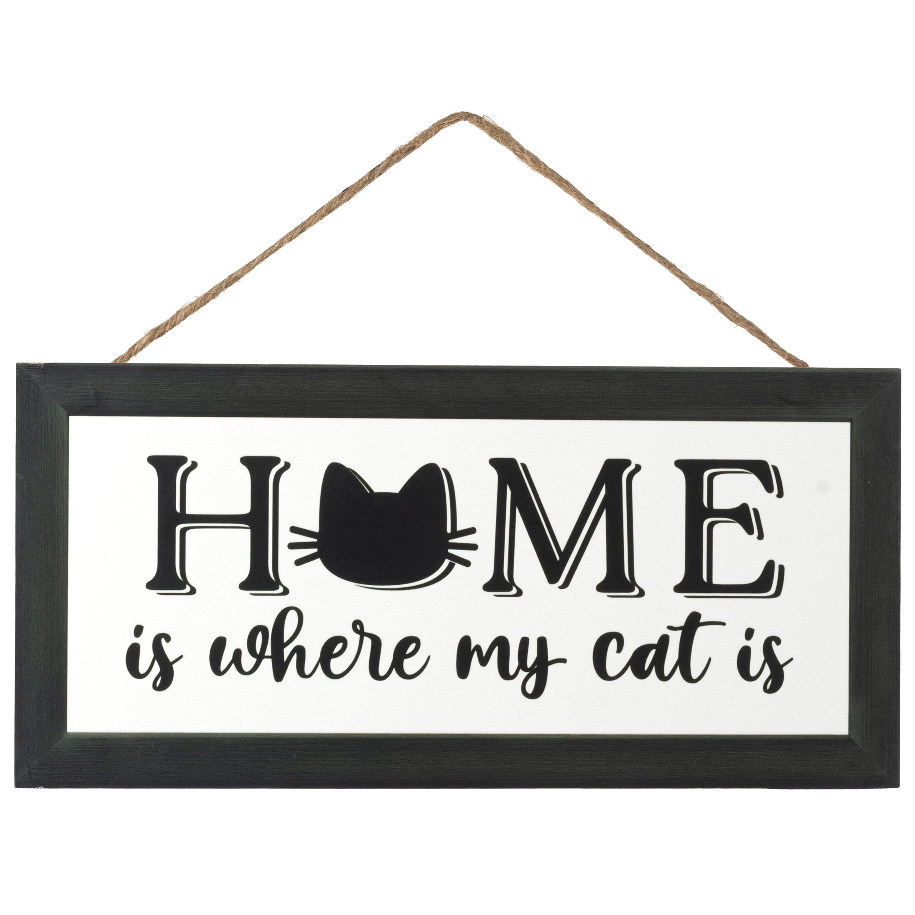 12" Wooden Sign: Cat Home