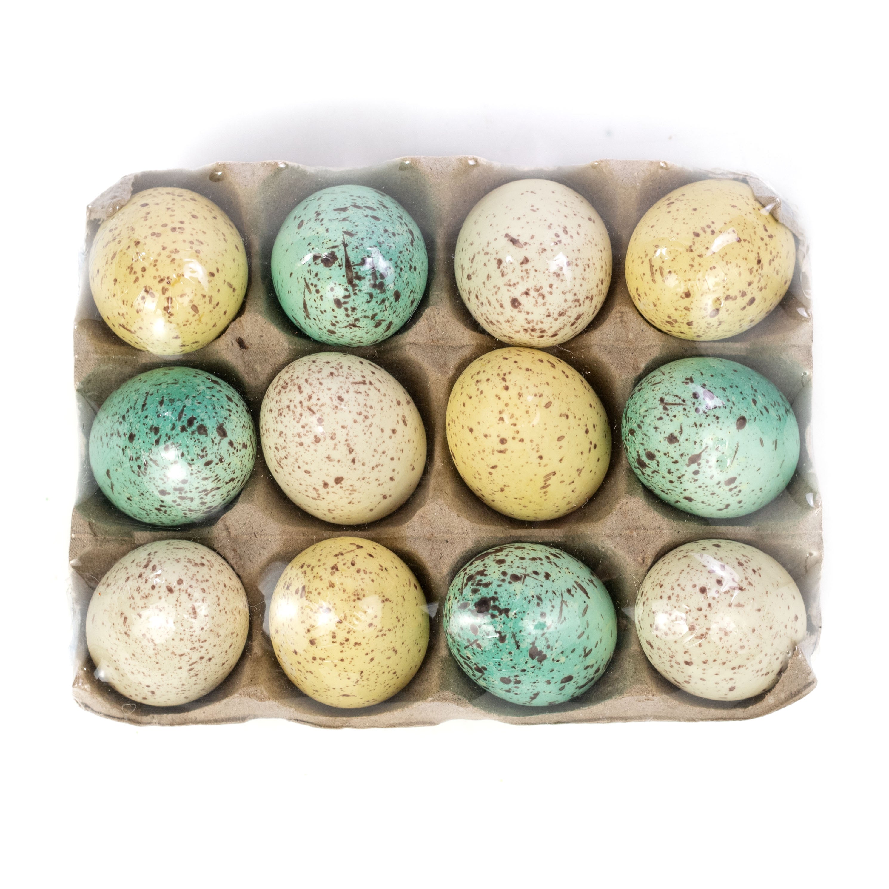 Gold Mottled Easter Eggs in Egg Carton: Blue & Yellow (12)