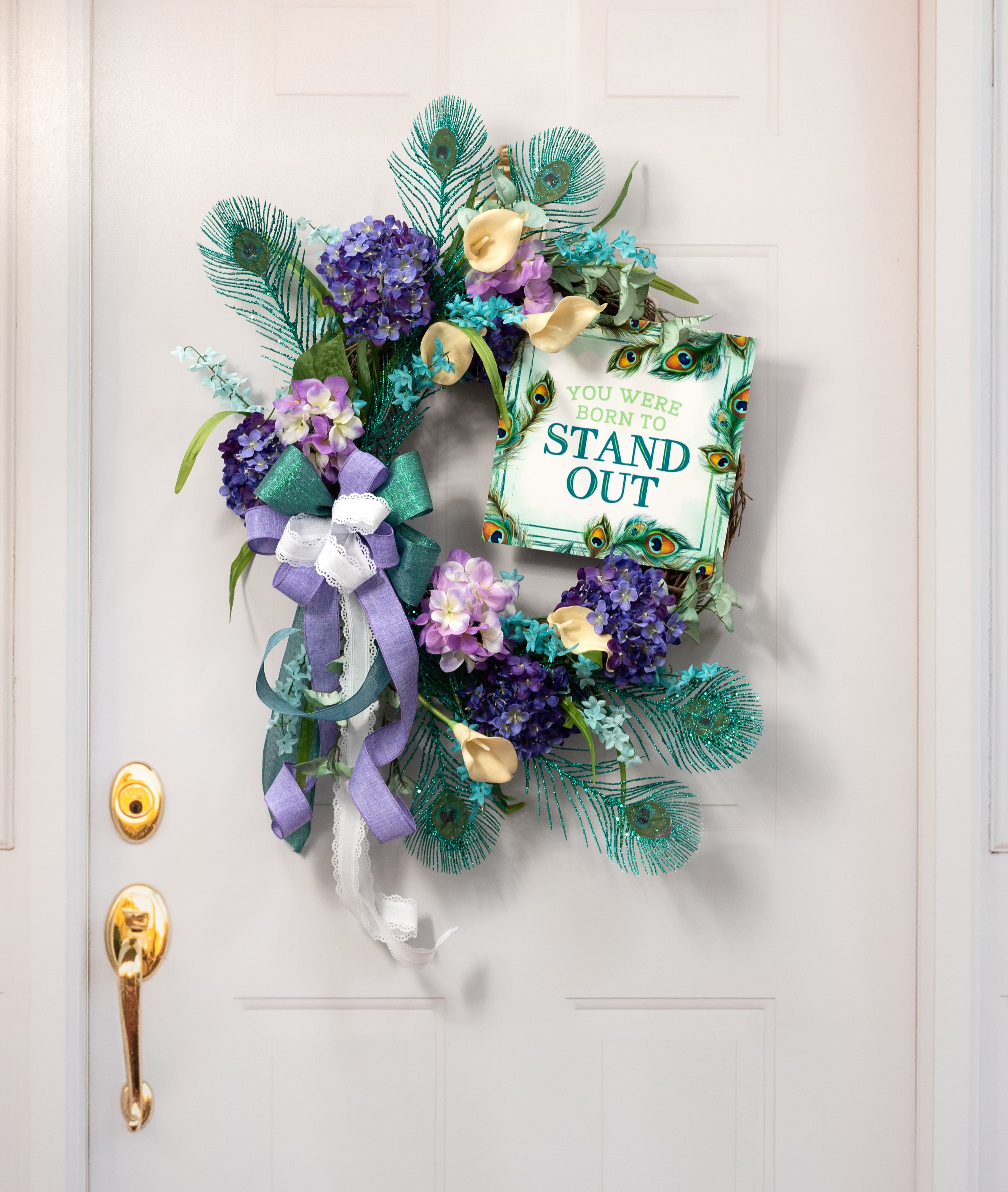 10" Square Wooden Sign: Born to Stand Out Peacock