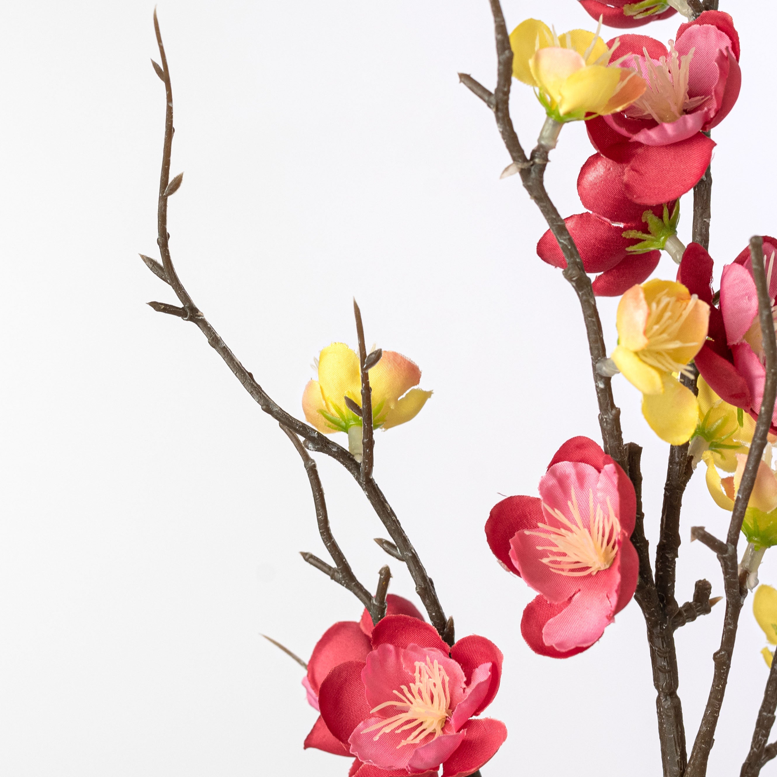 32" Quince Blossom Spray: Cerise Red & Yellow