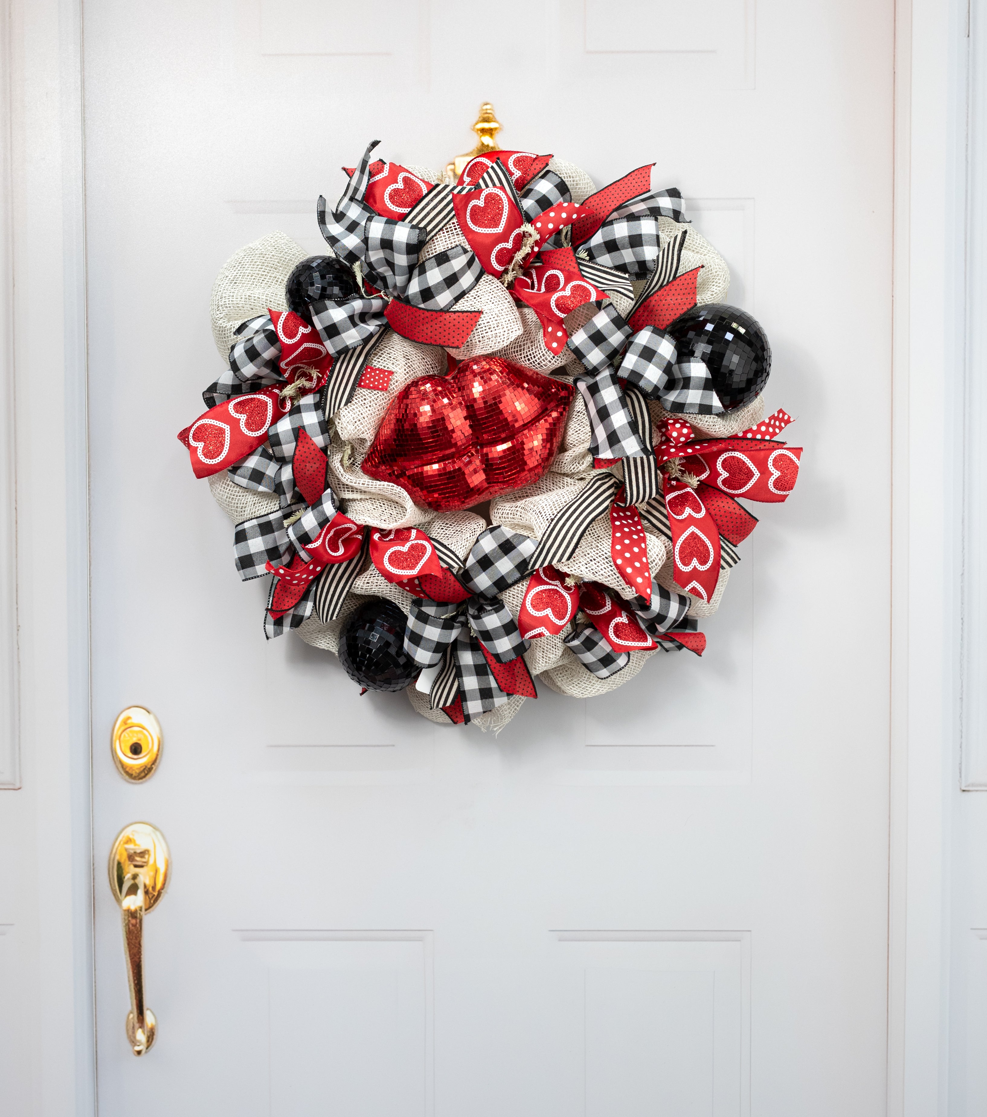 10" Mirror Disco Ball Lips Decoration: Red