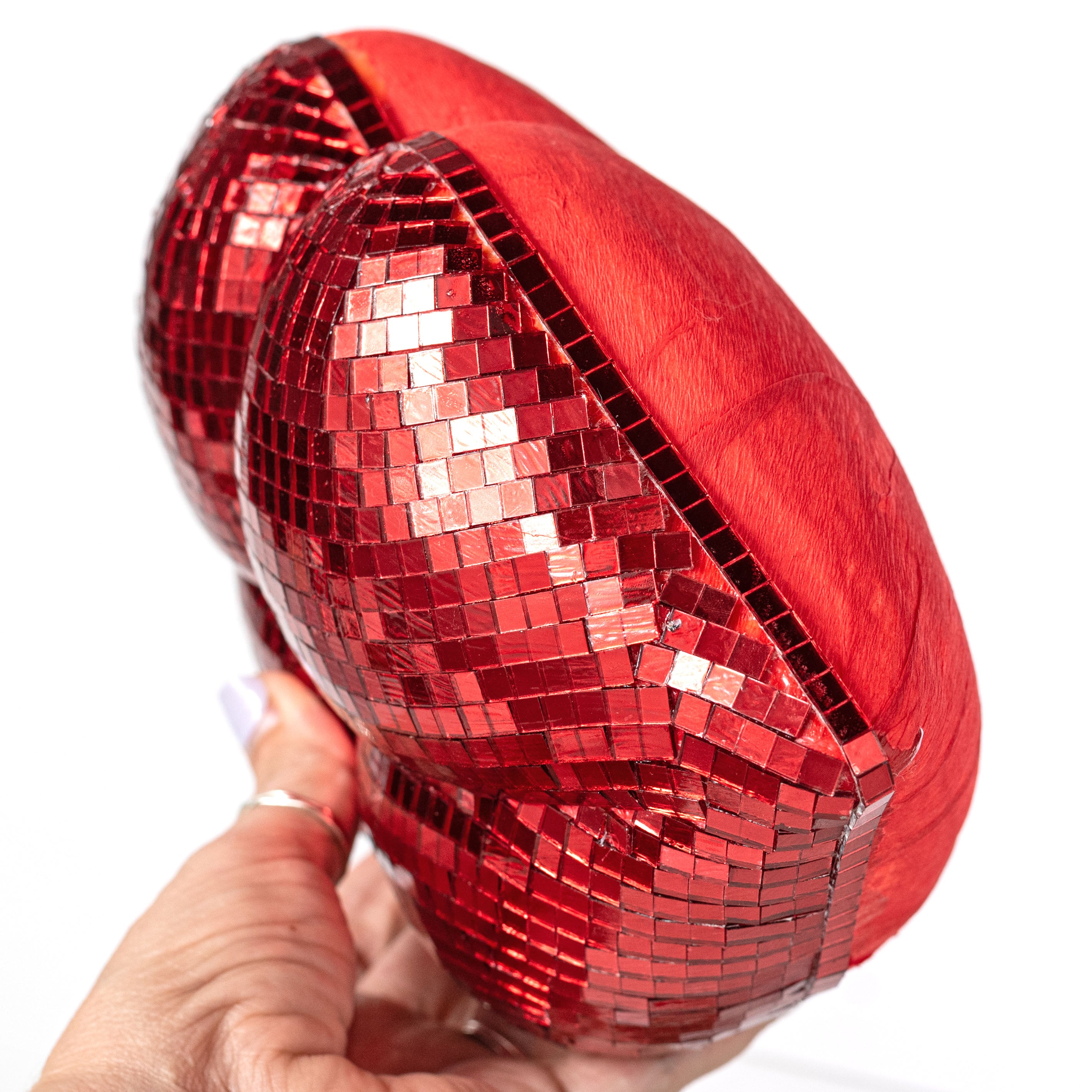 10" Mirror Disco Ball Lips Decoration: Red