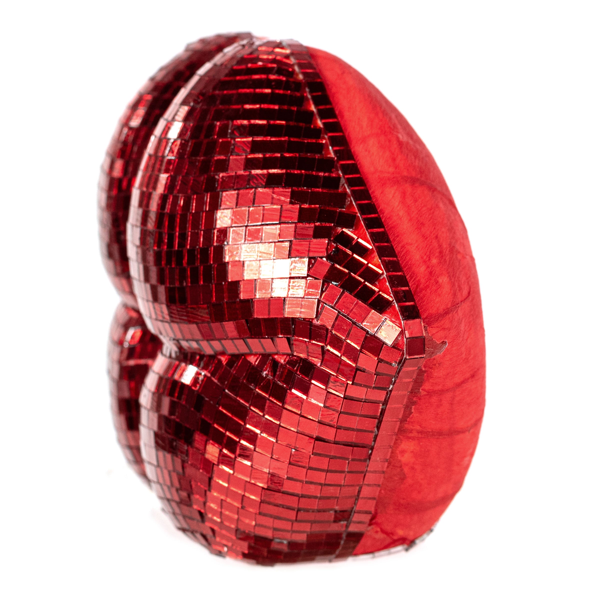 10" Mirror Disco Ball Lips Decoration: Red