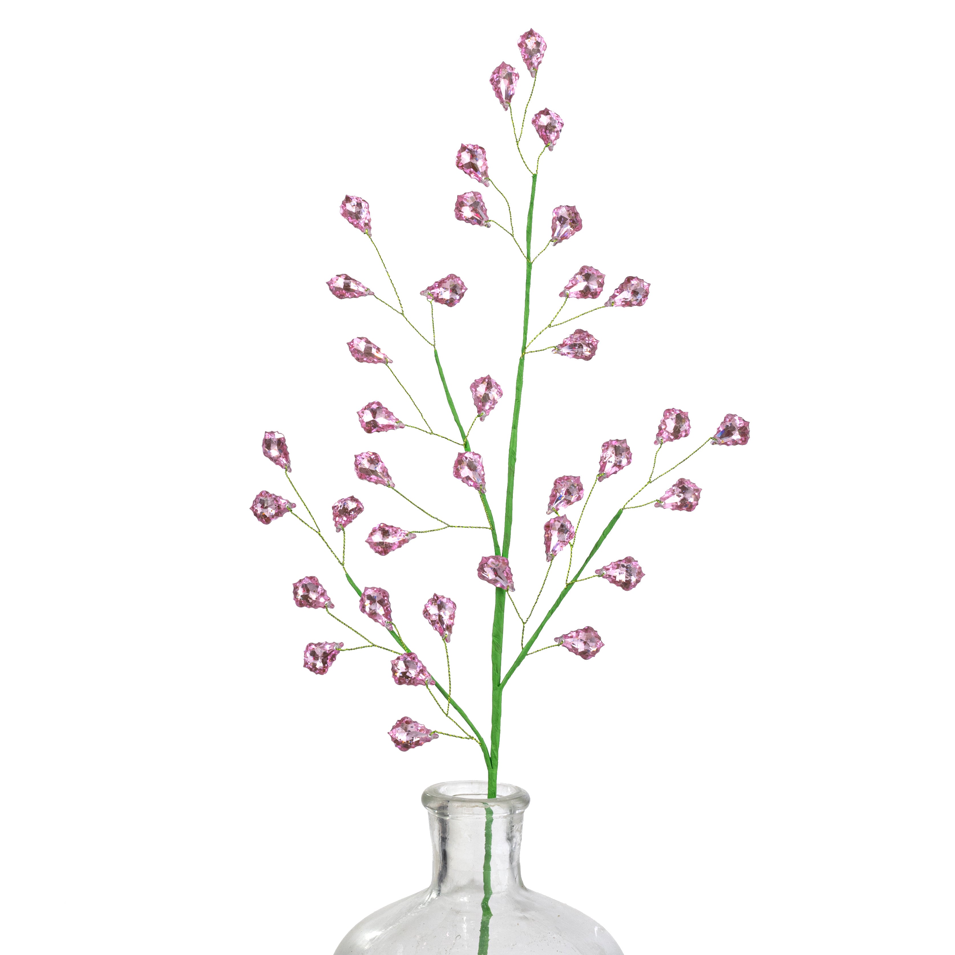 20" Faceted Acrylic Jewel Leaf Spray: Pink