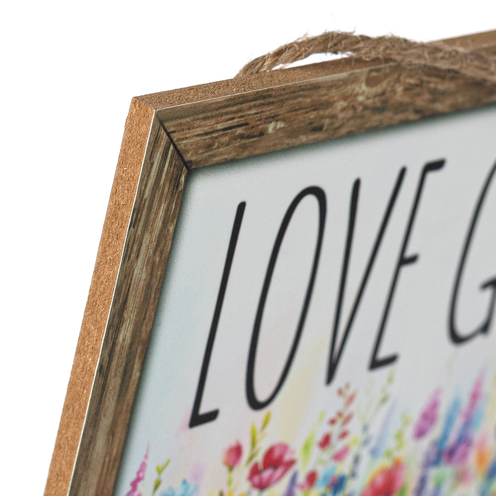 12" Wooden Sign: Love Grows Here Flowers