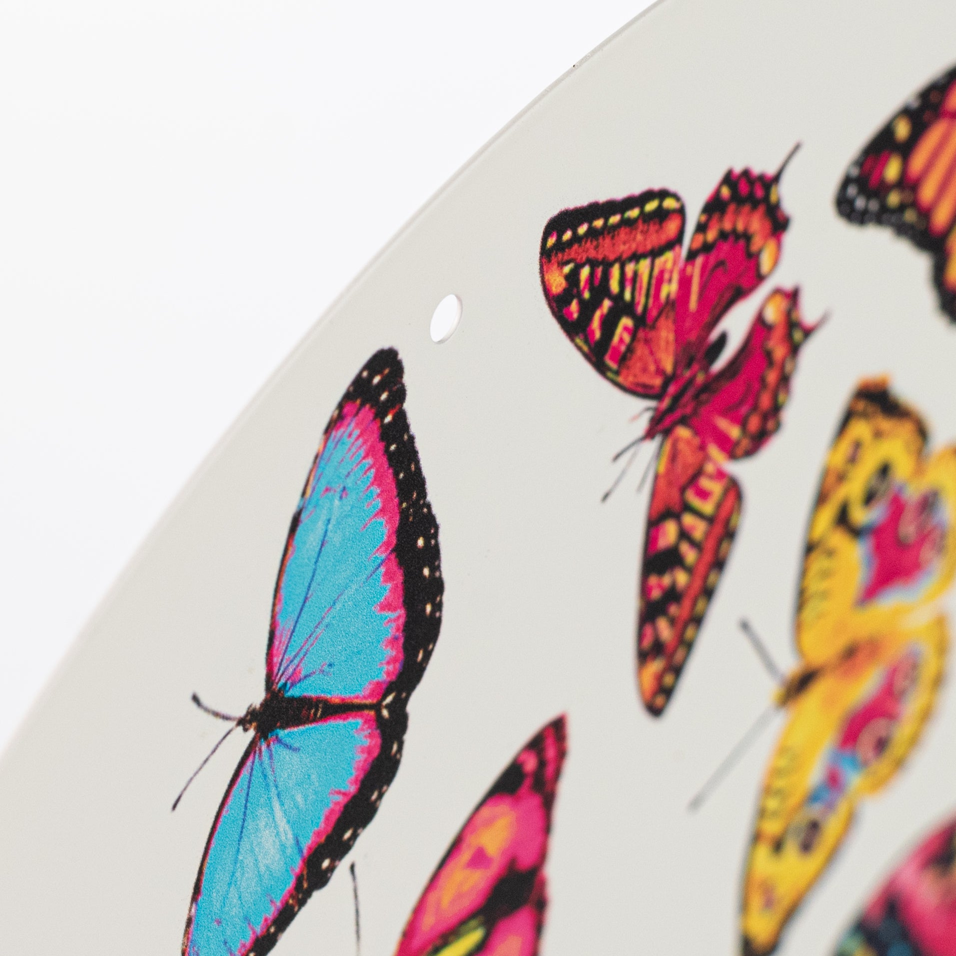 12" Round Metal Sign: Retro Hello Butterflies