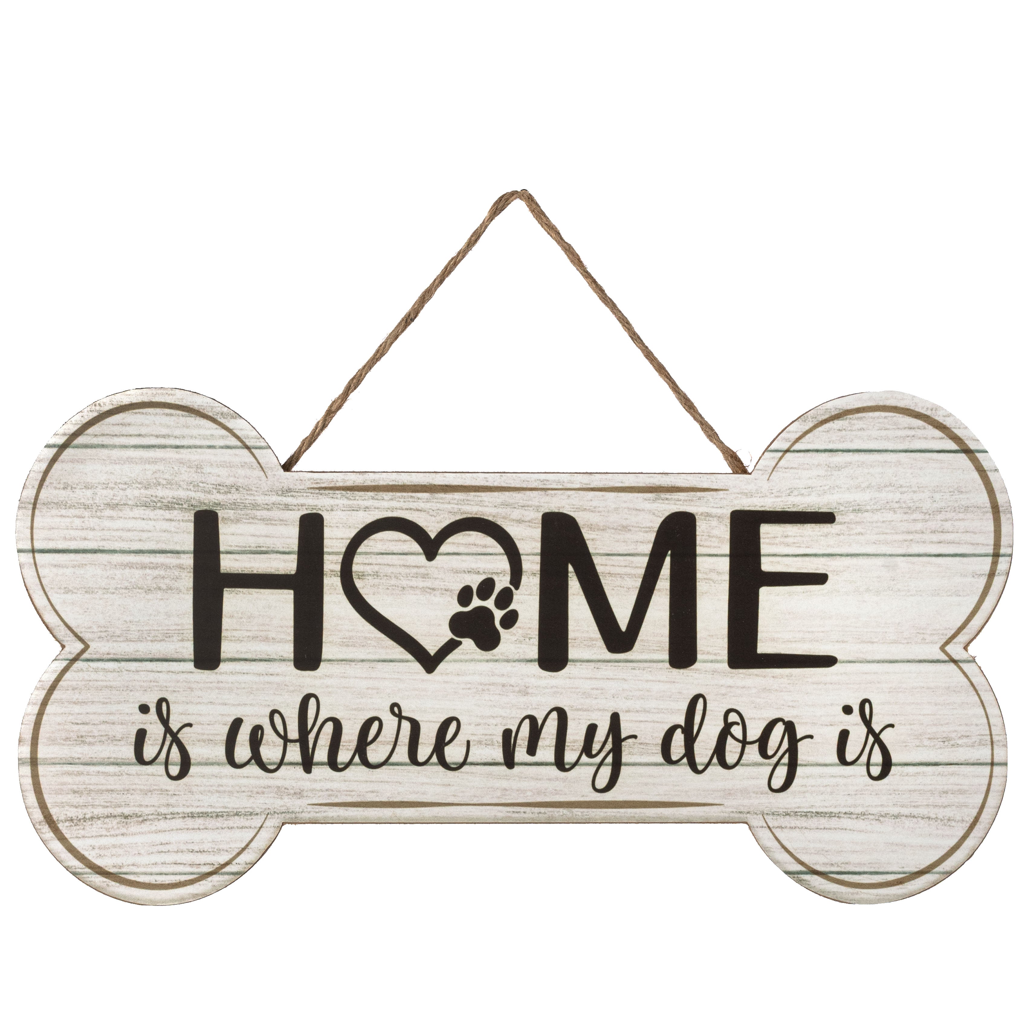 12.5" Wooden Sign: Home is Where Dog Bone