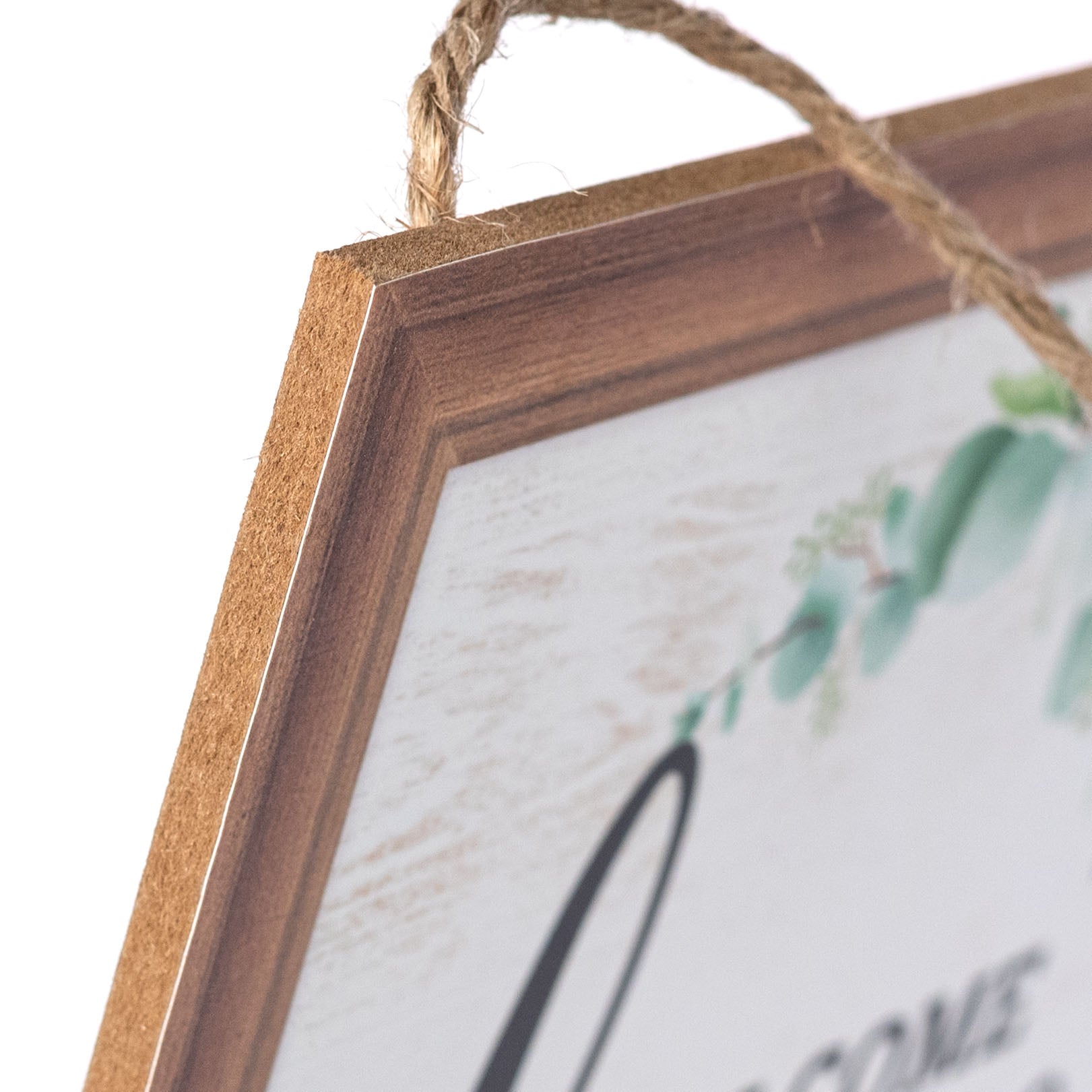 10" Square Wooden Sign: Welcome Home Eucalyptus