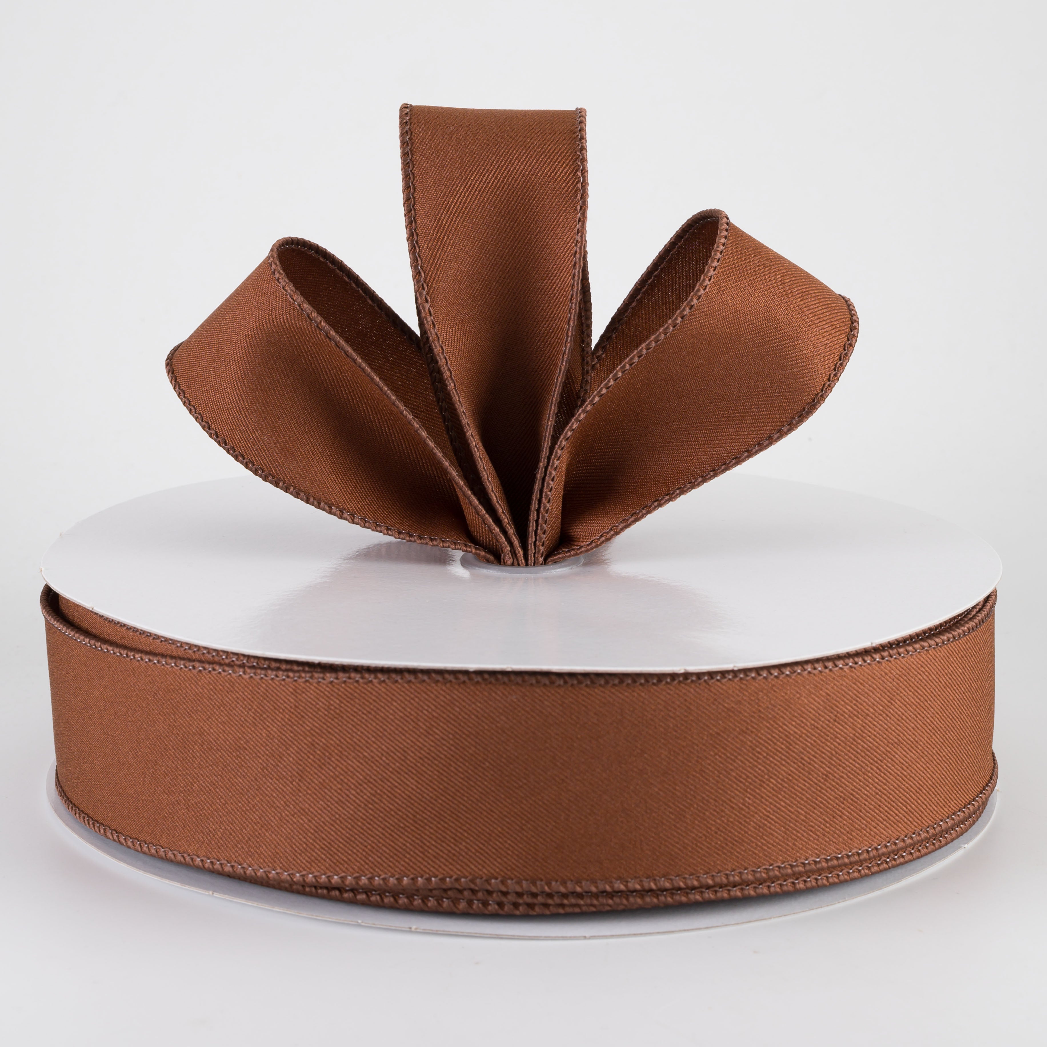1.5" Diagonal Weave Fabric Ribbon: Brown (50 Yards)
