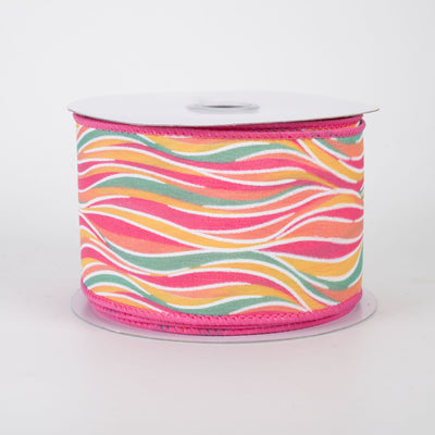 2.5" Glittered Wavy Stripes Ribbon: Peach, Pink, Yellow & Mint (10 Yards)
