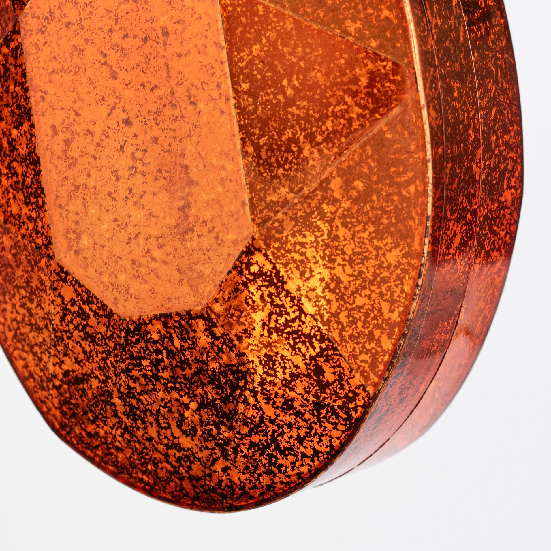 6.5" Antiqued Oval Gem Ornament: Mercury Copper Orange