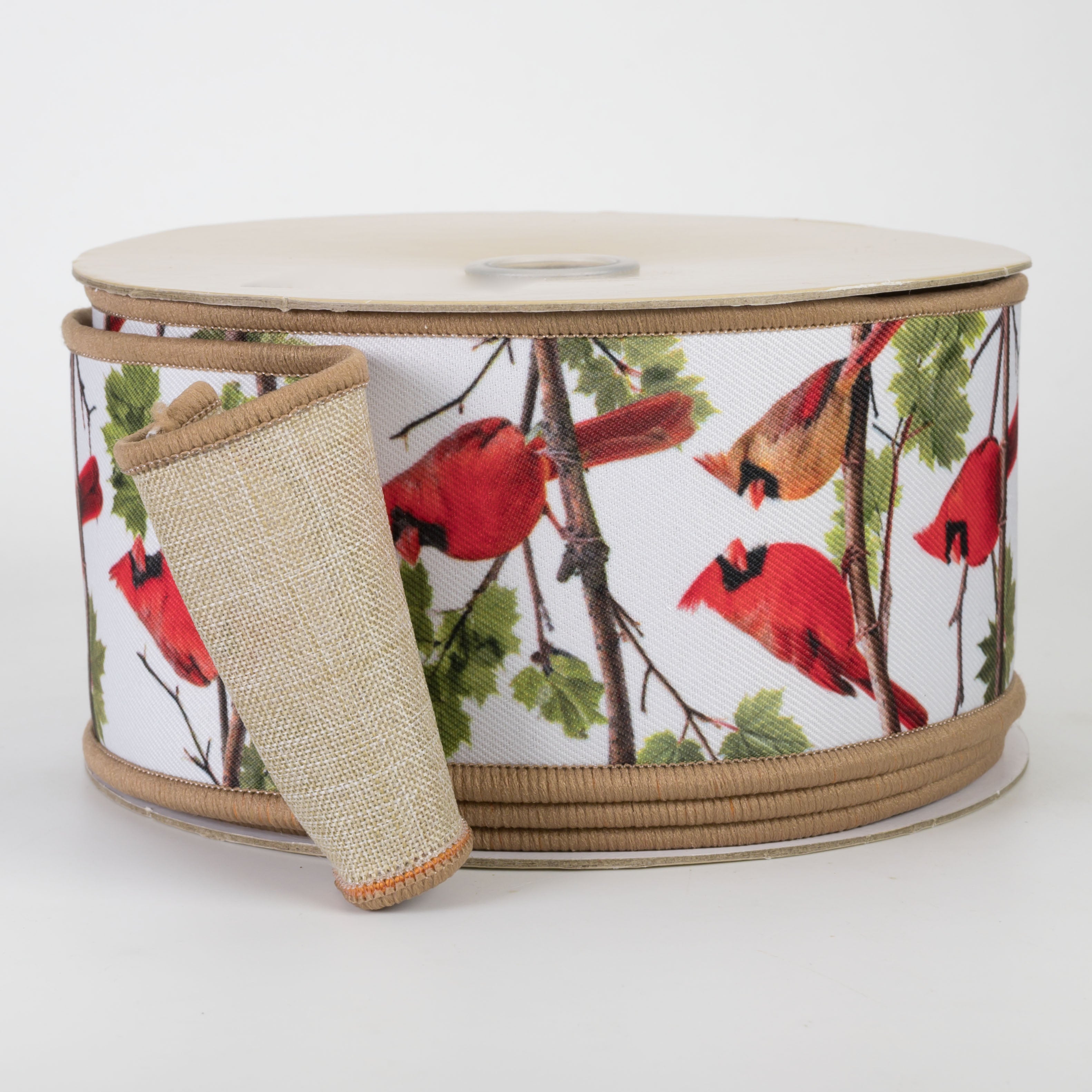 2.5" Double Sided Fused Red Cardinals Ribbon (10 Yards)
