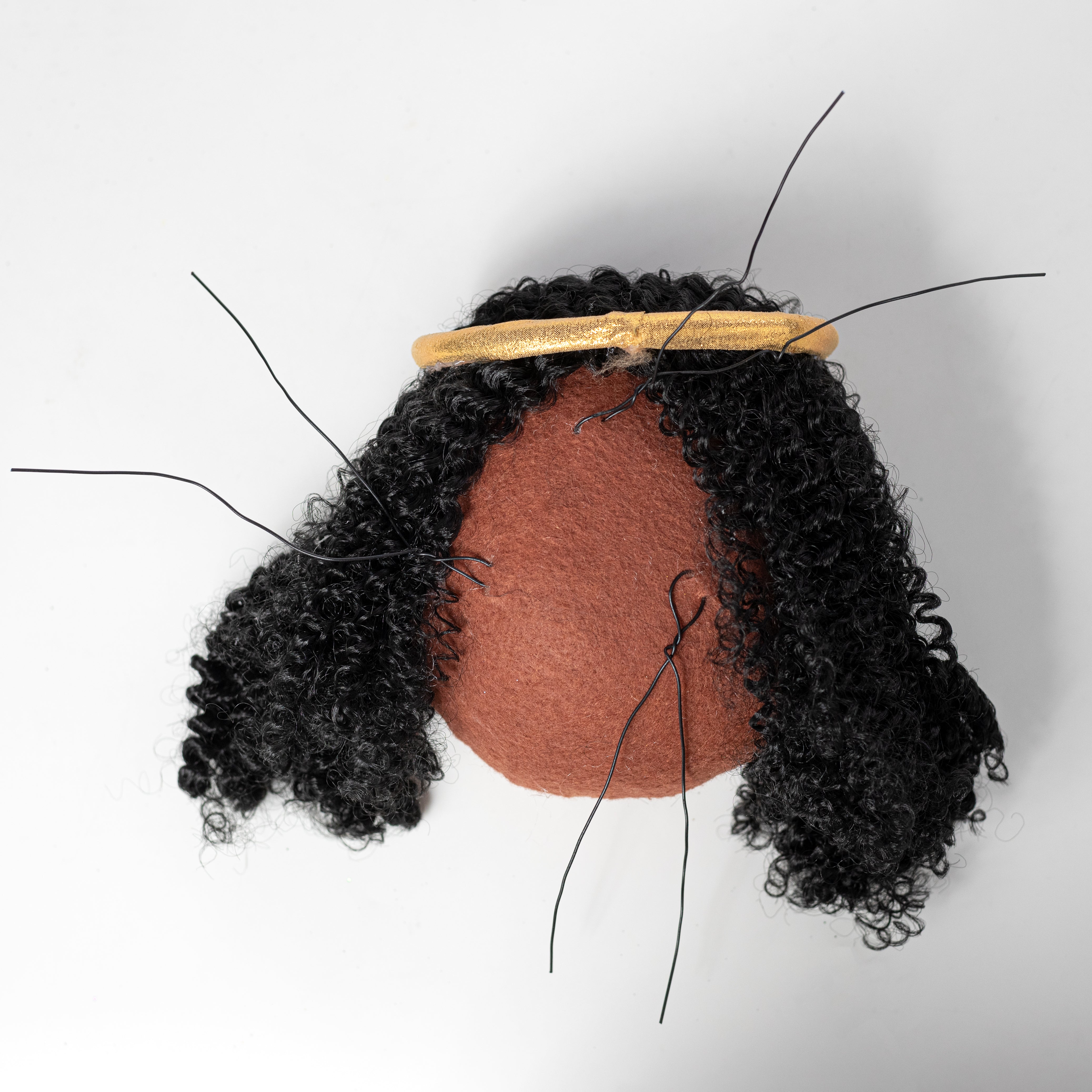 8" Plush Angel Head Wreath Enhancement: Brown & Black