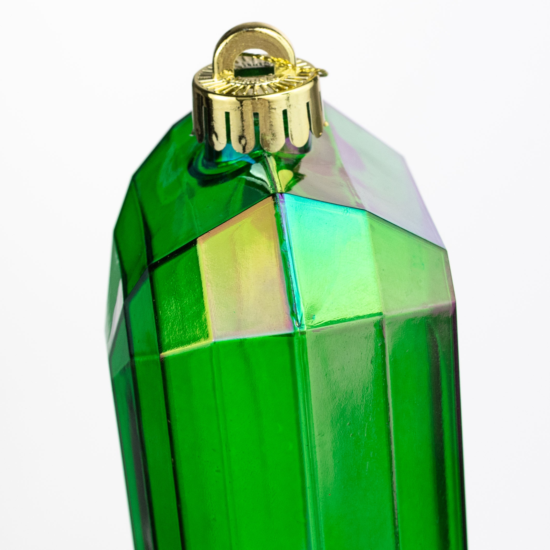 7" Rectangle Gem Ornament: Iridescent Emerald Green