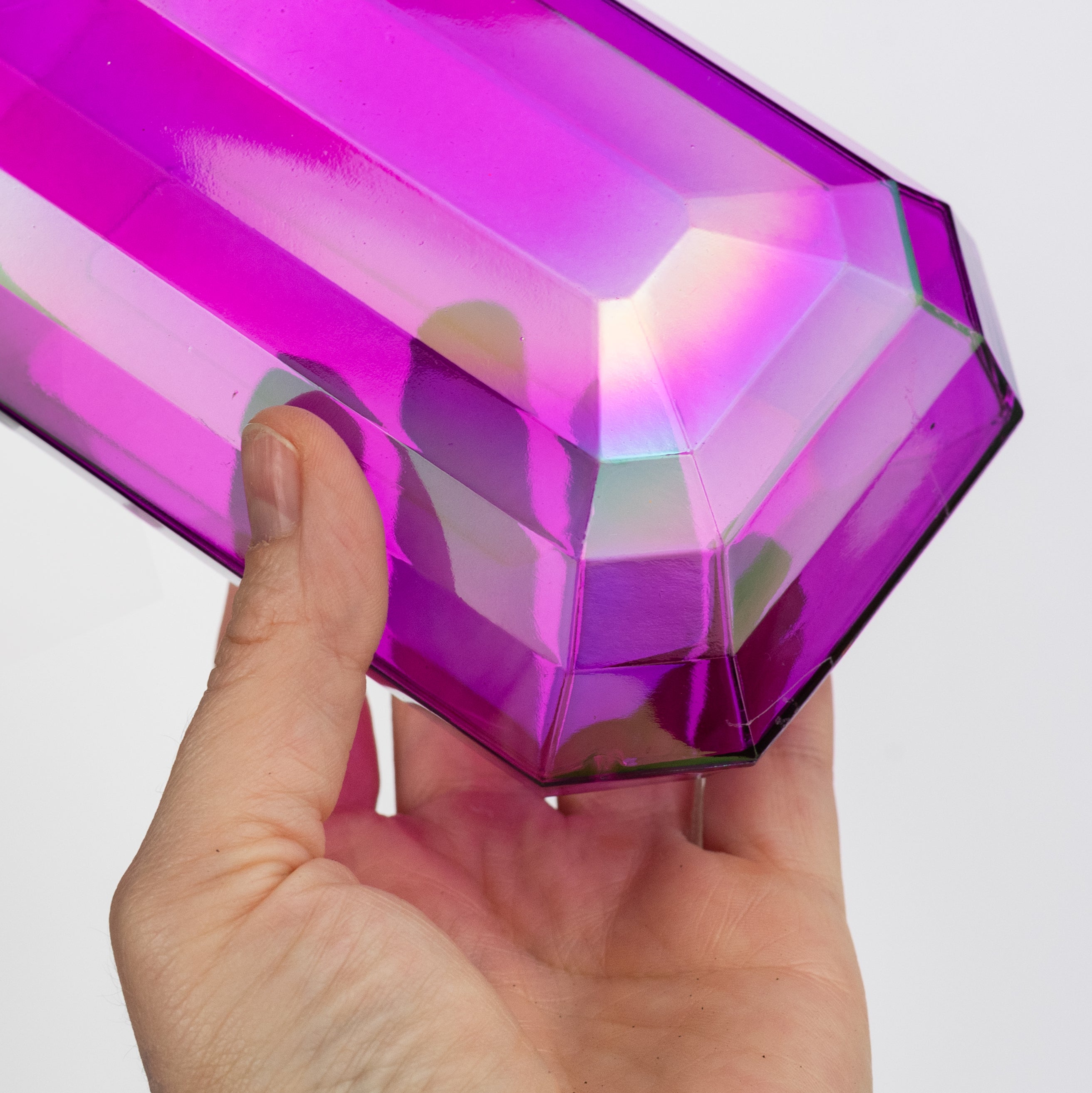 7" Rectangle Gem Ornament: Iridescent Fuchsia Pink