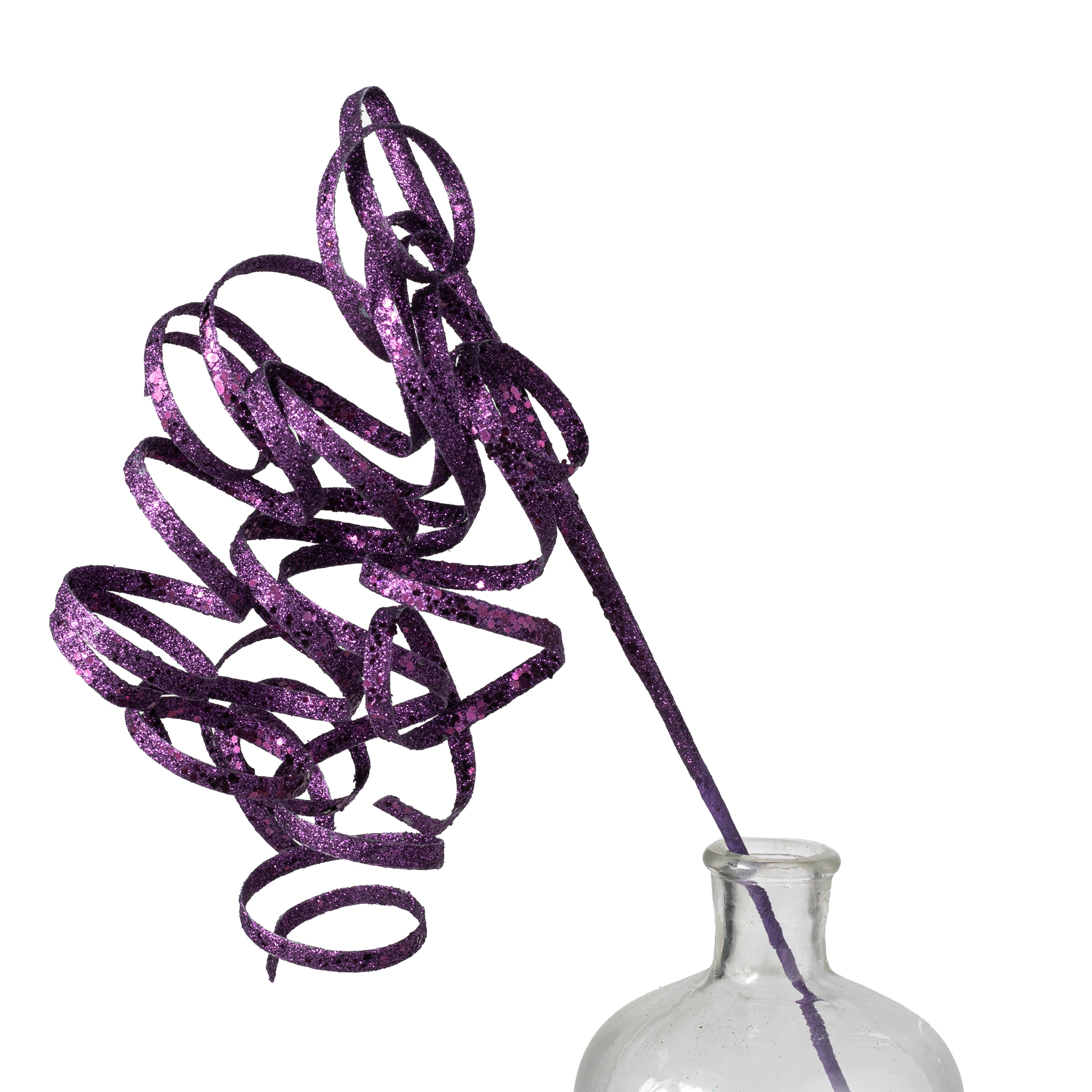 31" Curly Glitter Ribbon Spray: Purple