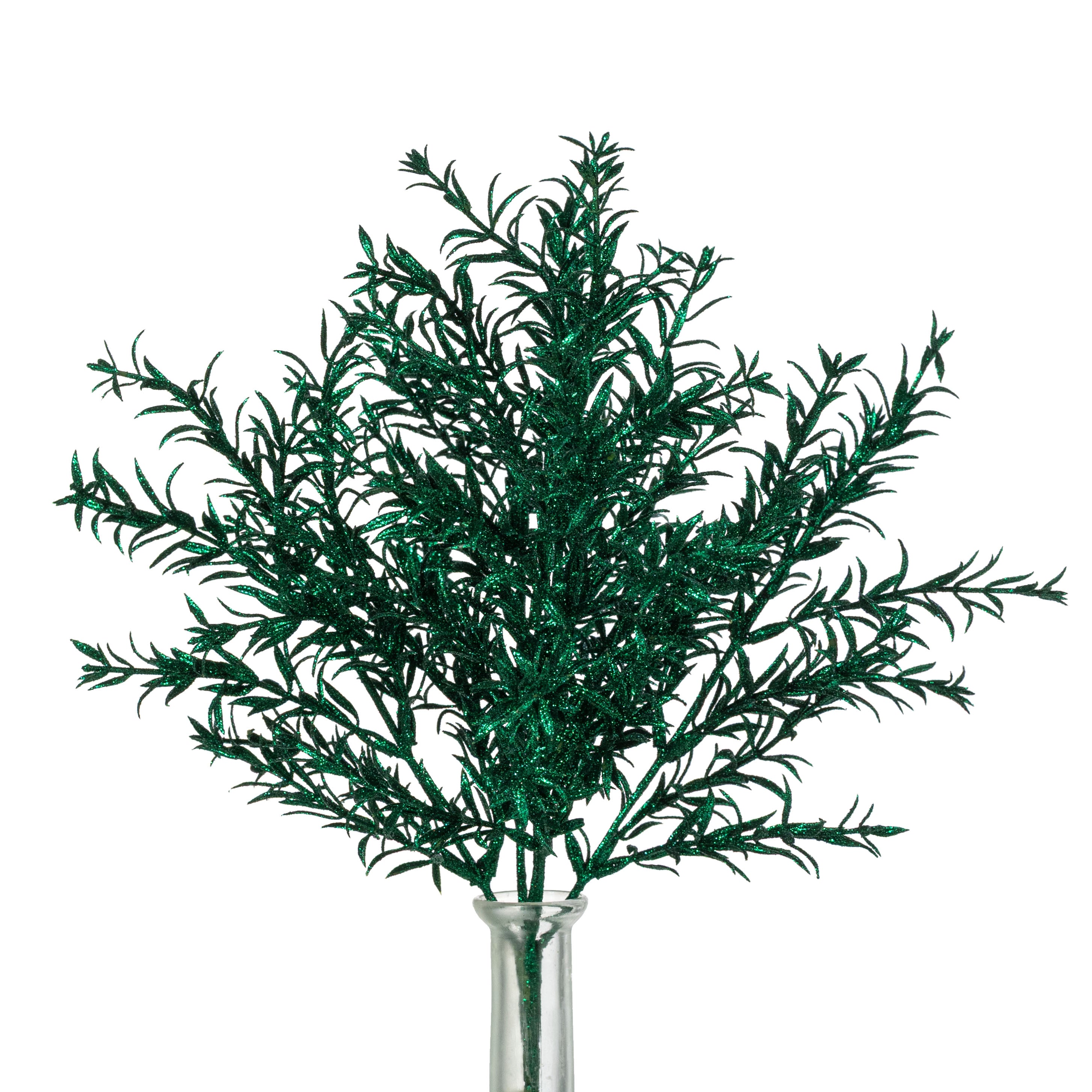13" Glitter Rosemary Bush: Hunter Green