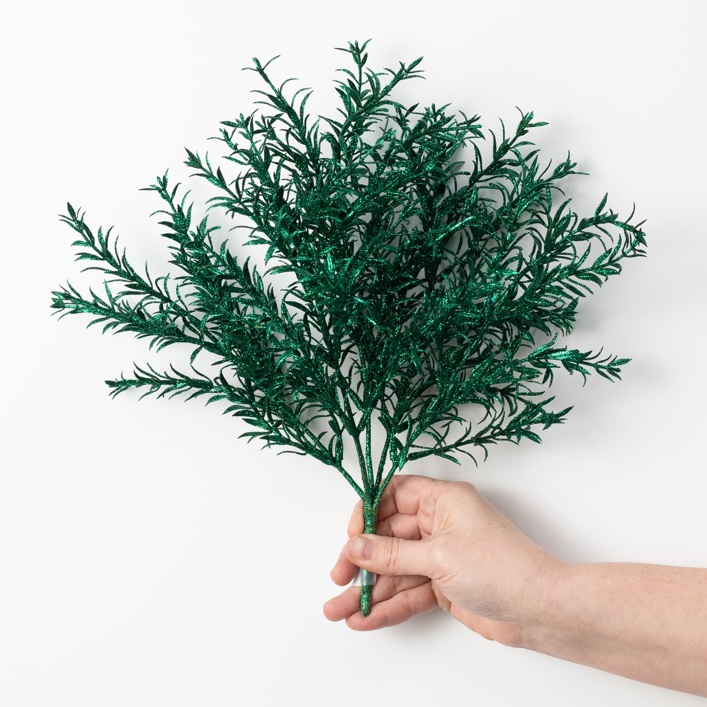 13" Glitter Rosemary Bush: Hunter Green