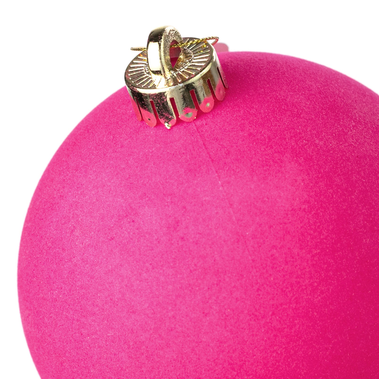 4.75" Smooth Flocked Ball Ornament: Hot Pink