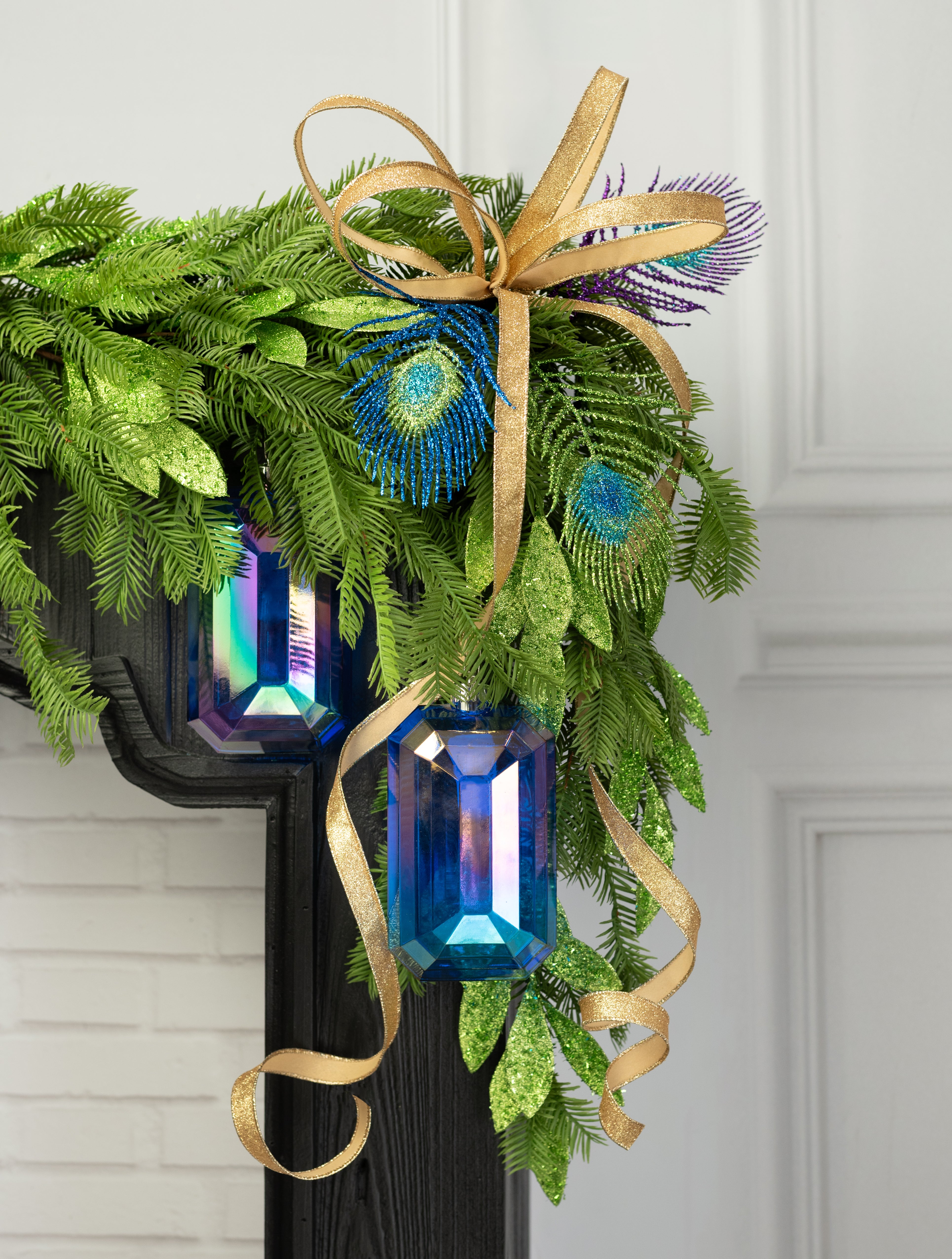 7" Rectangle Gem Ornament: Iridescent Royal Blue