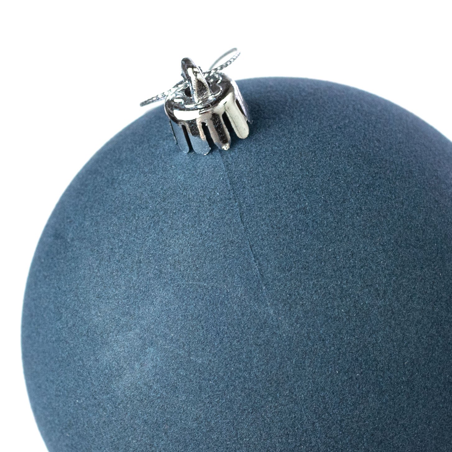 4" Smooth Flocked Ball Ornament: Smoke Blue