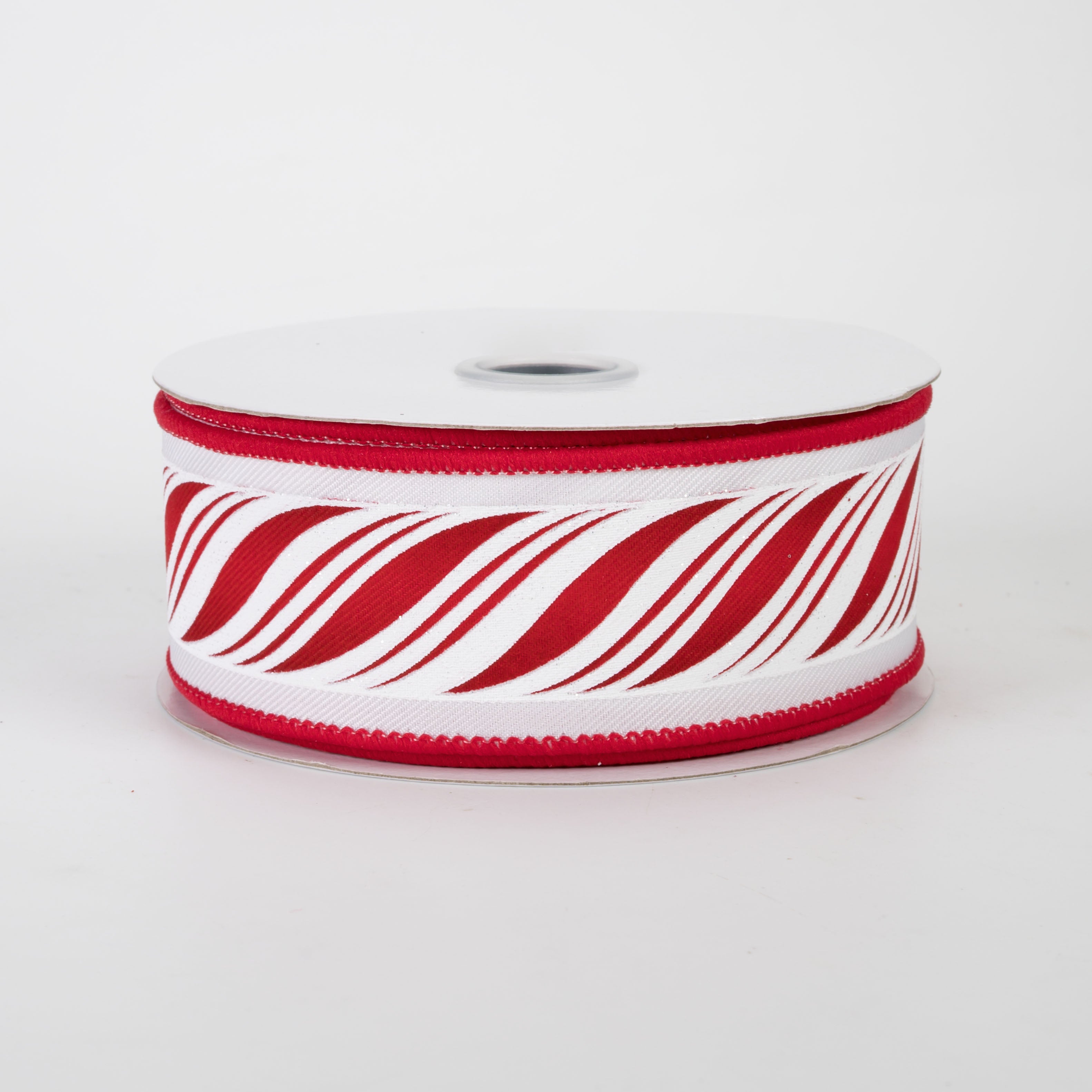1.5" Peppermint Candy Cane Twist Ribbon: Red & White (10 Yards)