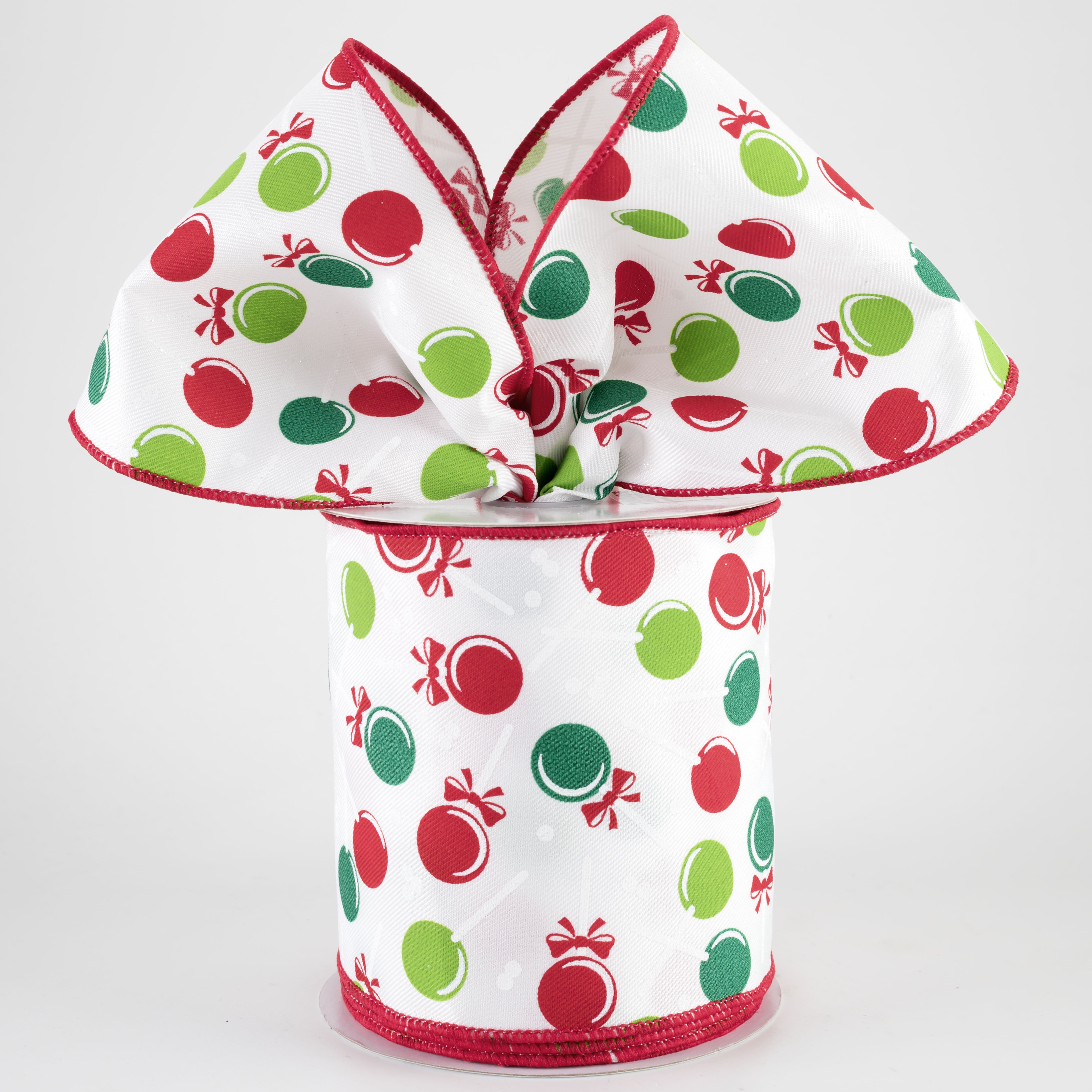 4" Lollipops Candy Ribbon: Red & Green (10 Yards)