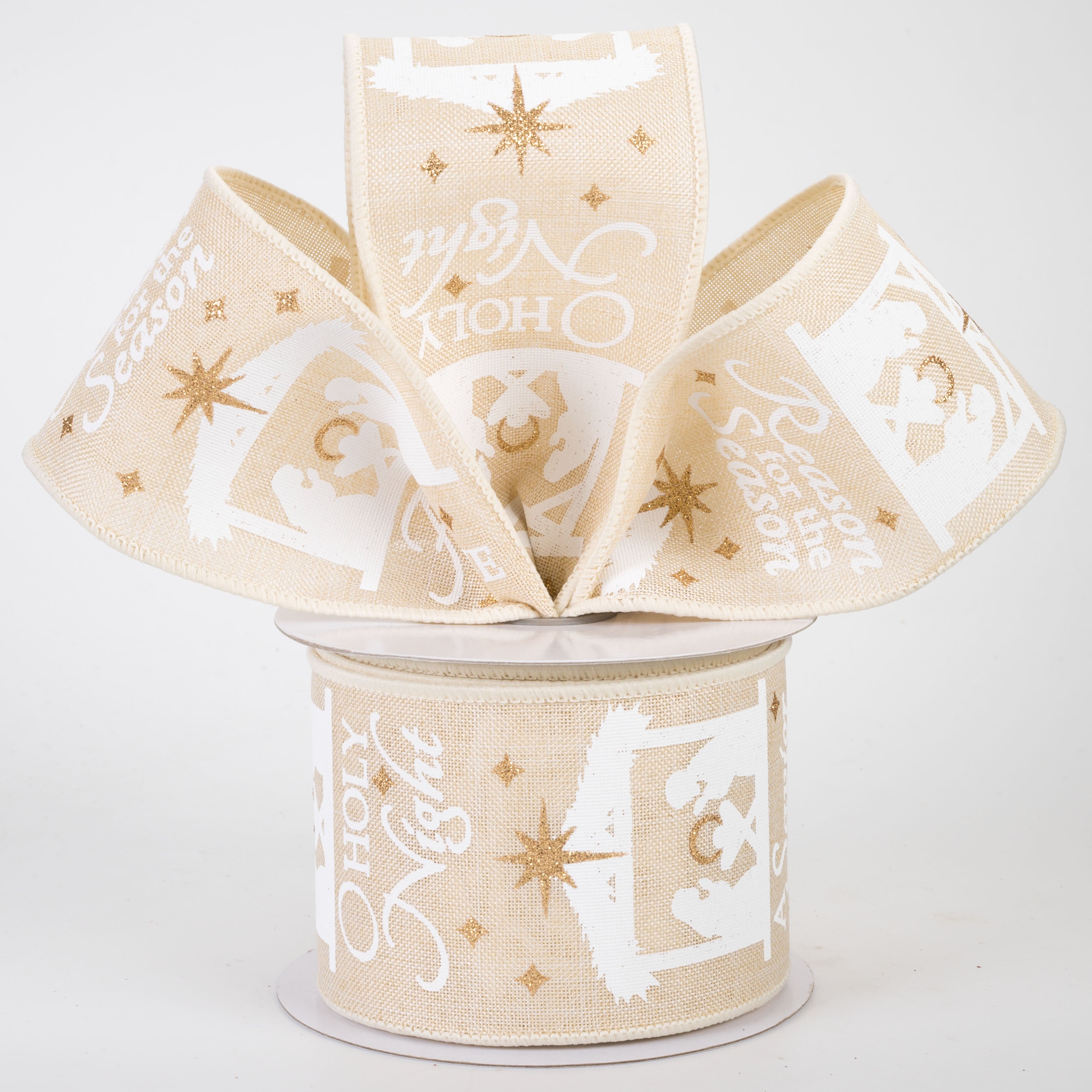2.5" Nativity Scene Ribbon: Cream (10 Yards)