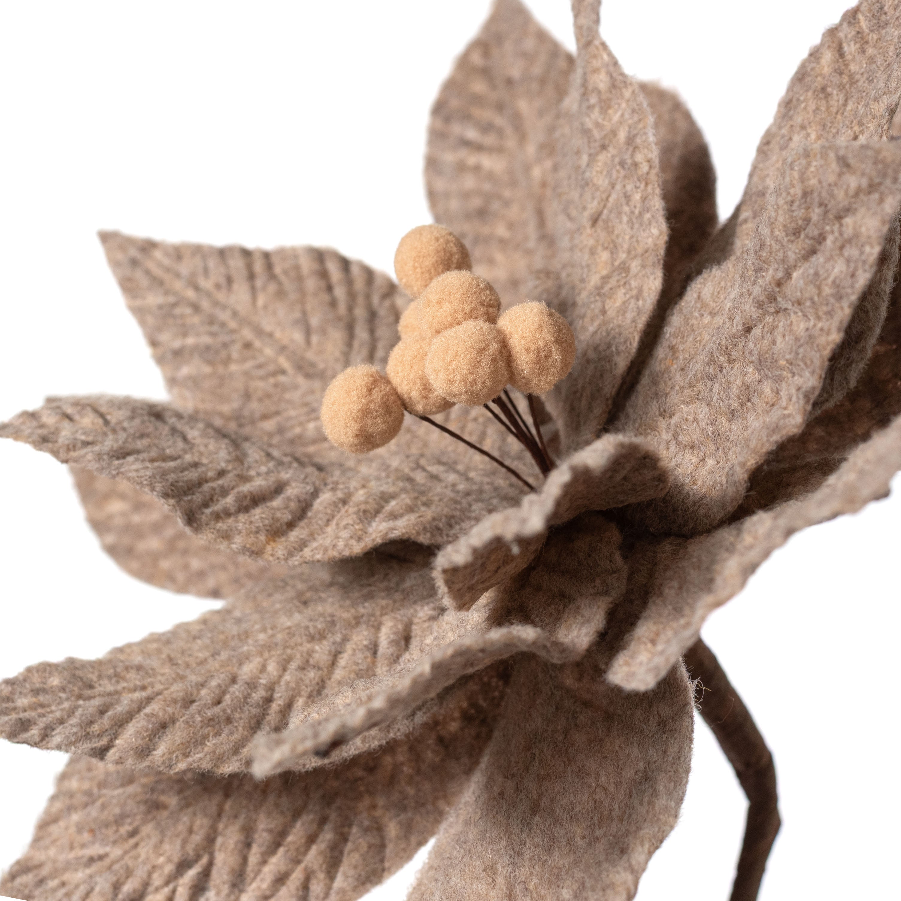 11" x 20" Felt Poinsettia Stem: Taupe Brown