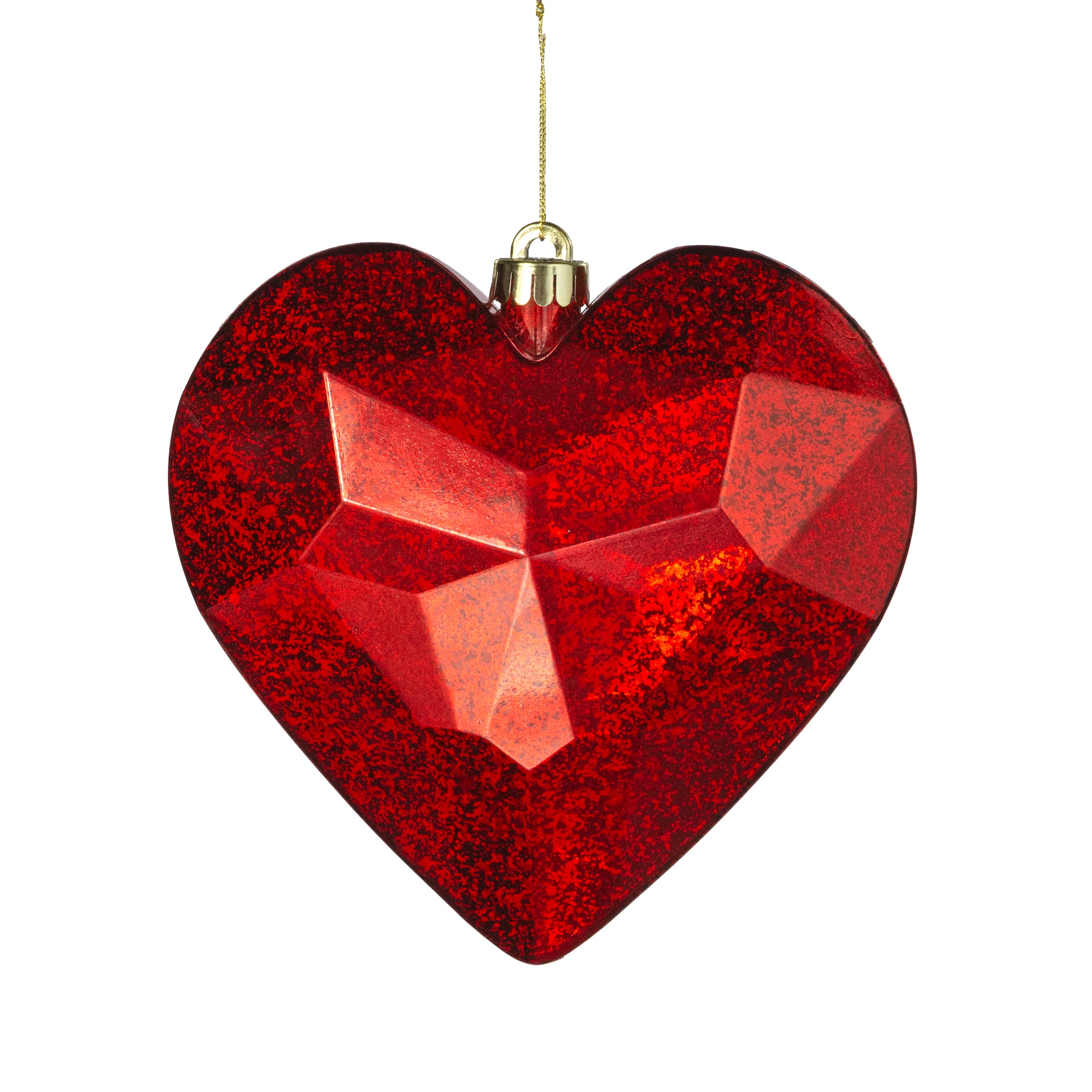 7.25" Antiqued Heart Gem Ornament: Mercury Red