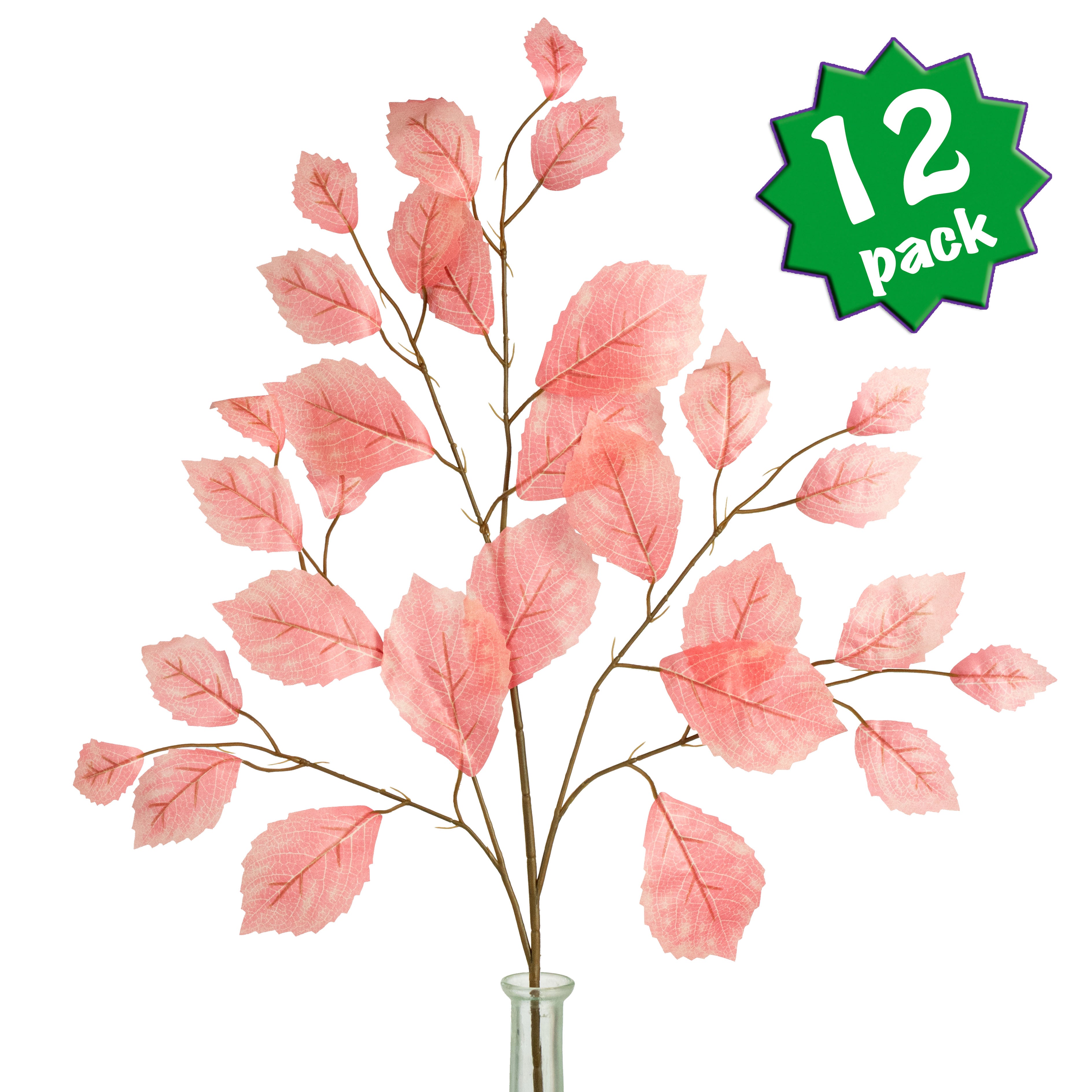 28" Rose Leaf Sprays: Pink (12)