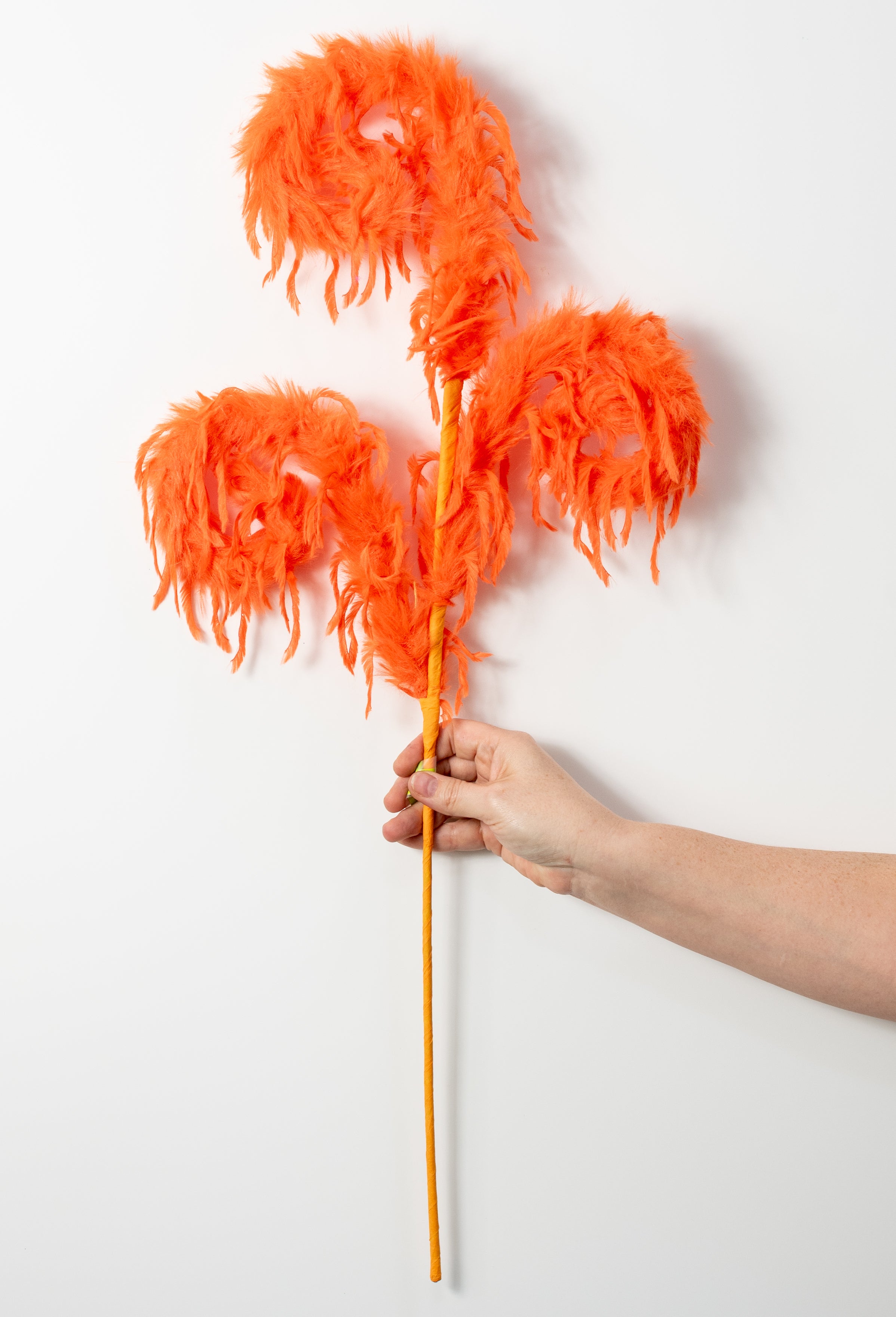 28" Furry Spiral Curly Spray: Orange