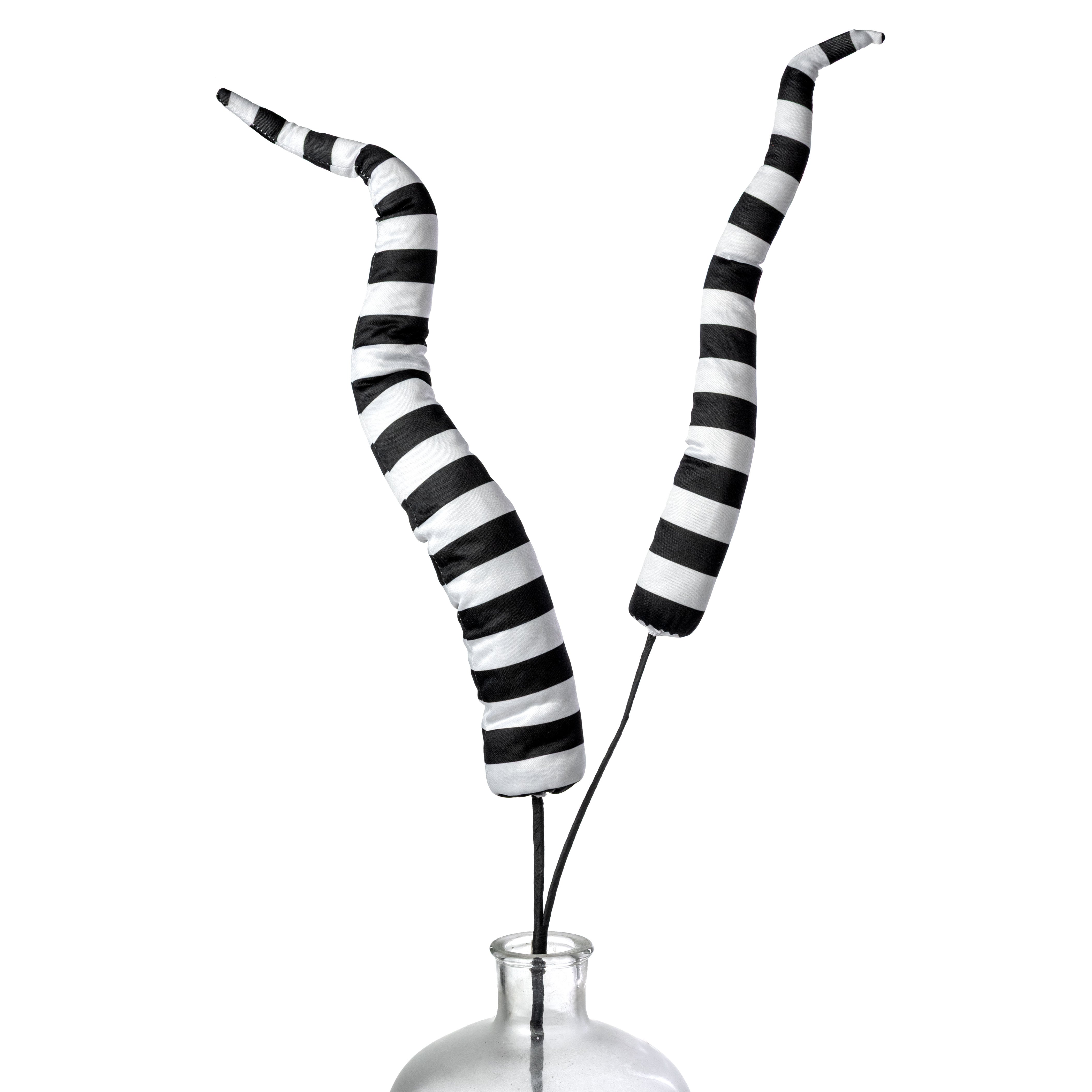 34" Stripe Fabric Horn Spray: Black & White