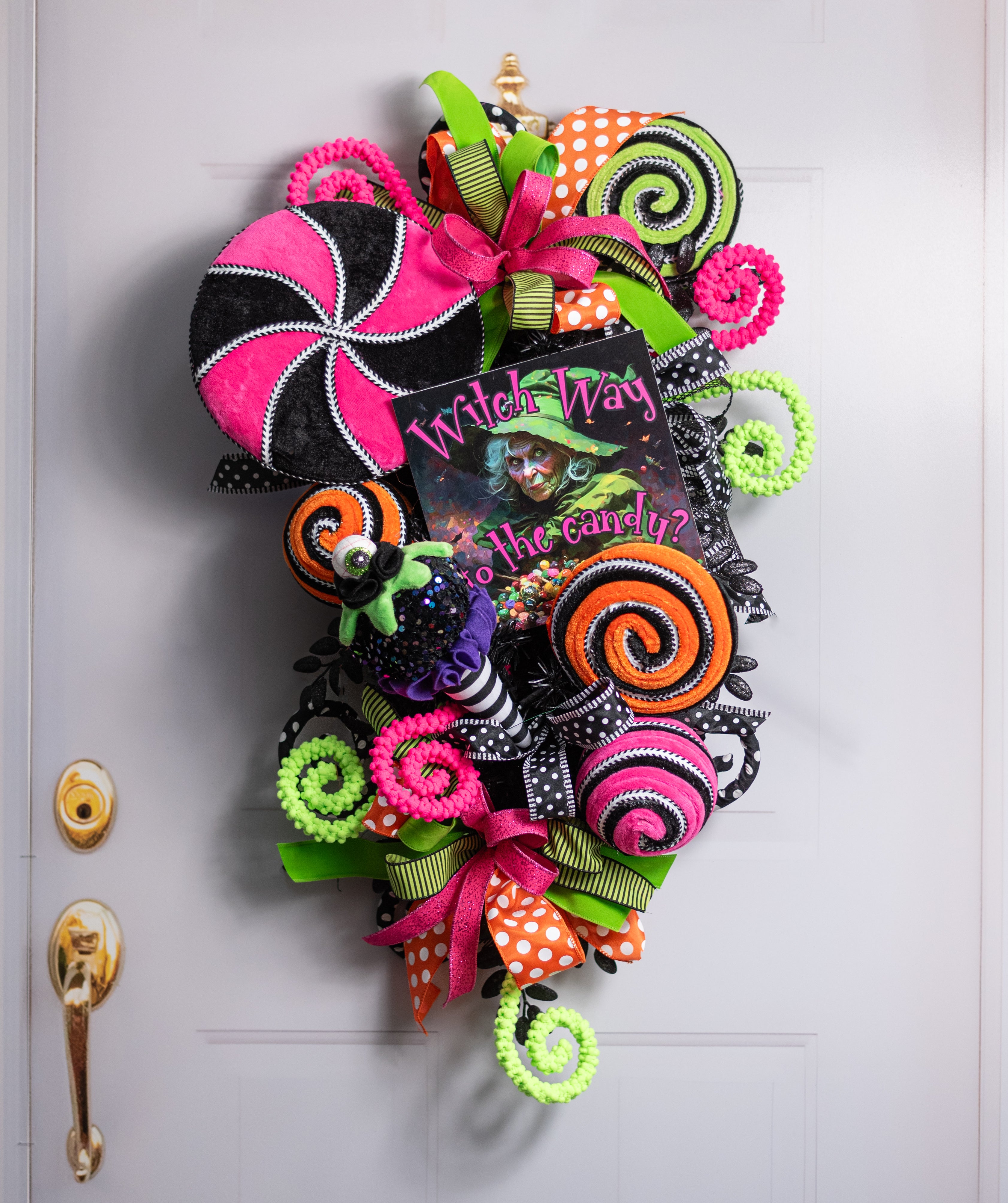 5" Velvet Stripe Ball Ornament: Hot Pink & Black