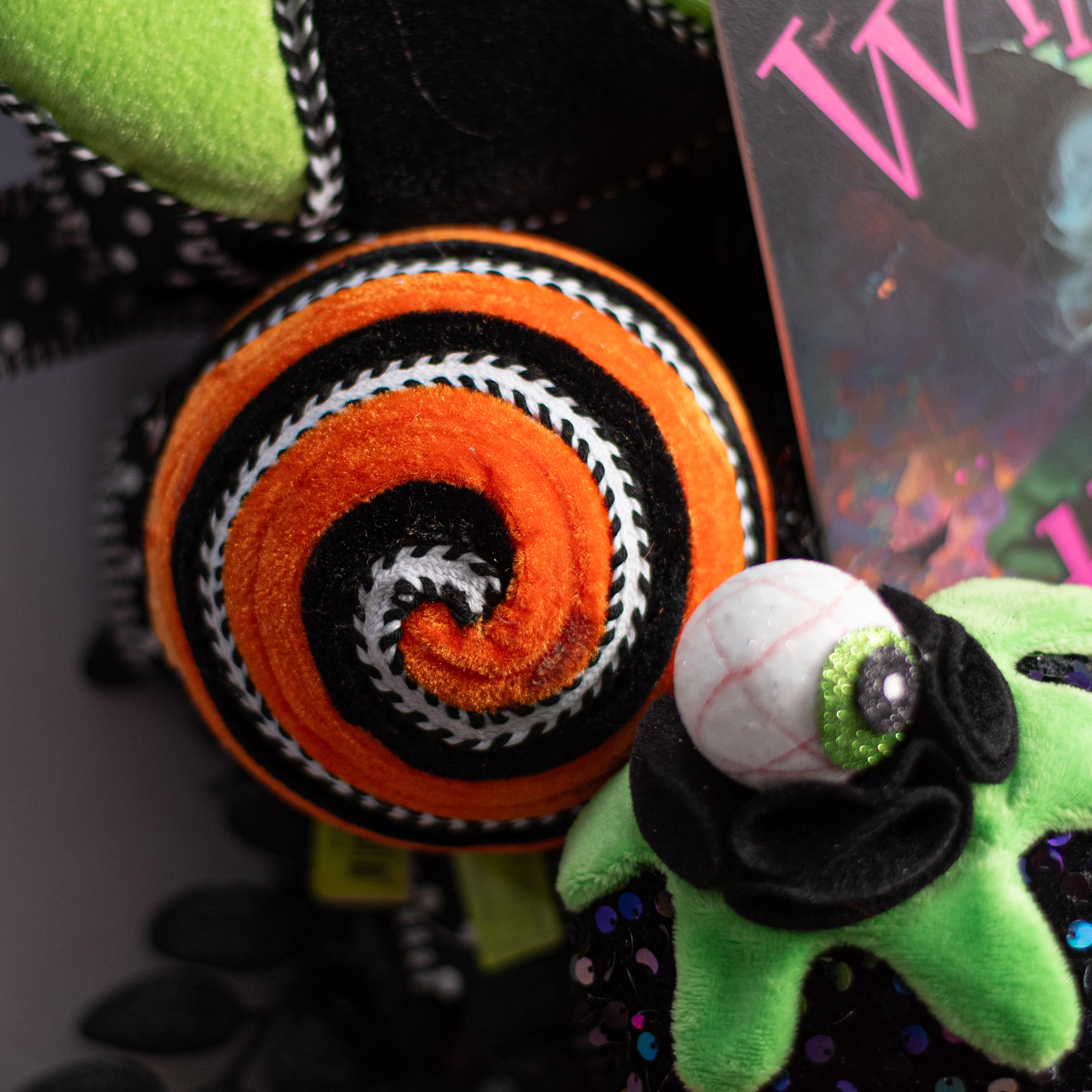 5" Velvet Stripe Ball Ornament: Orange & Black