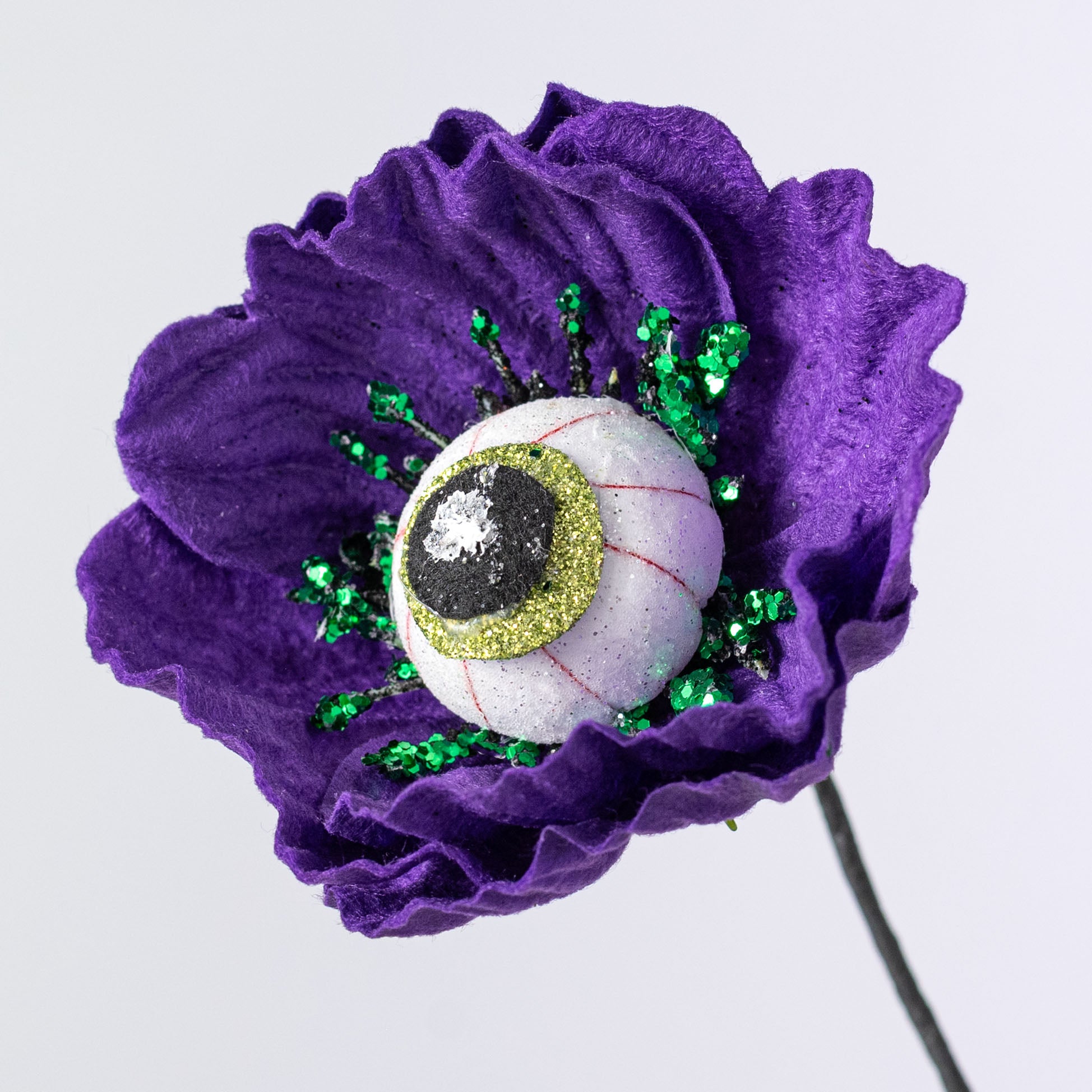 24" Eyeball Poppy Flower Spray: Purple