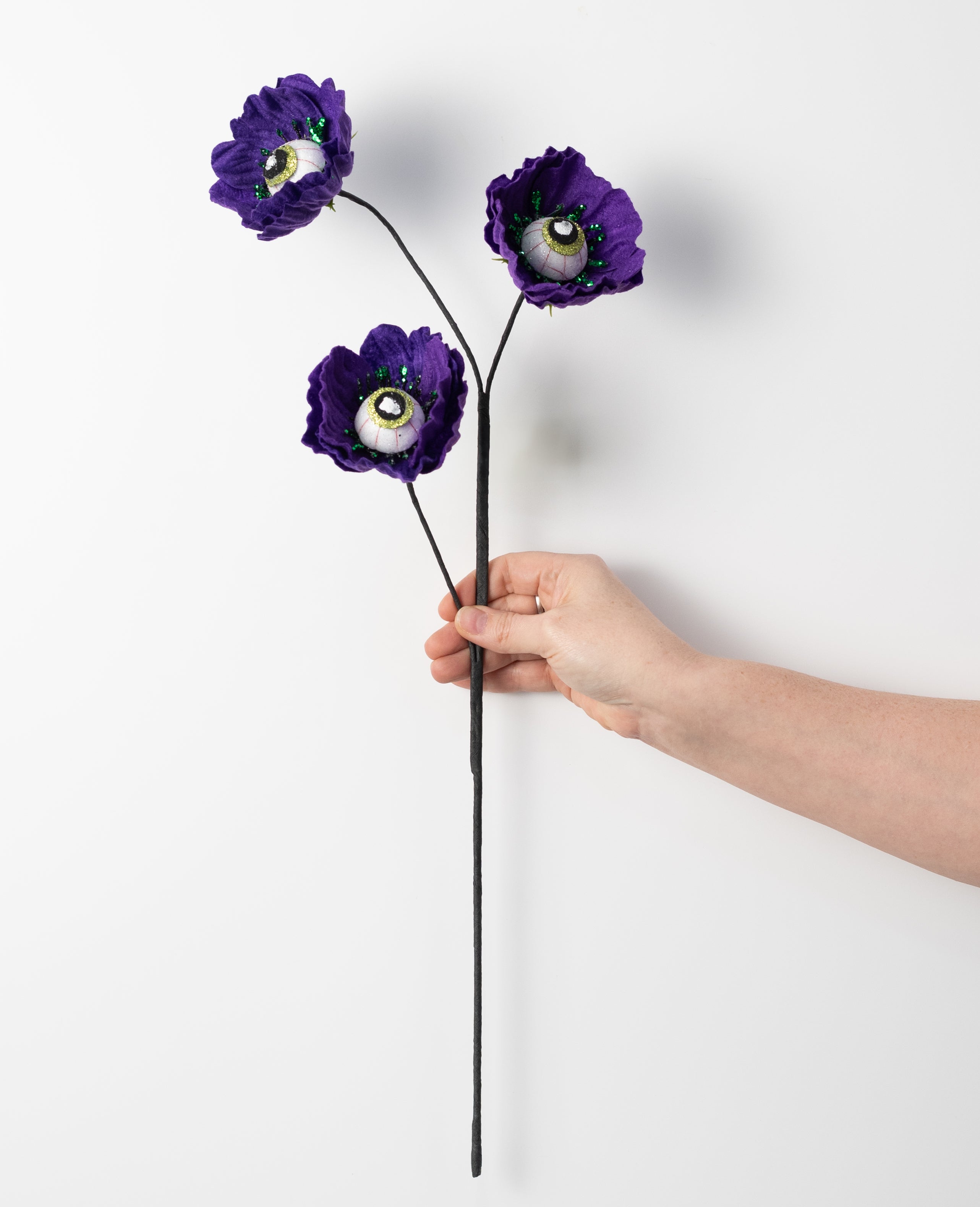 24" Eyeball Poppy Flower Spray: Purple