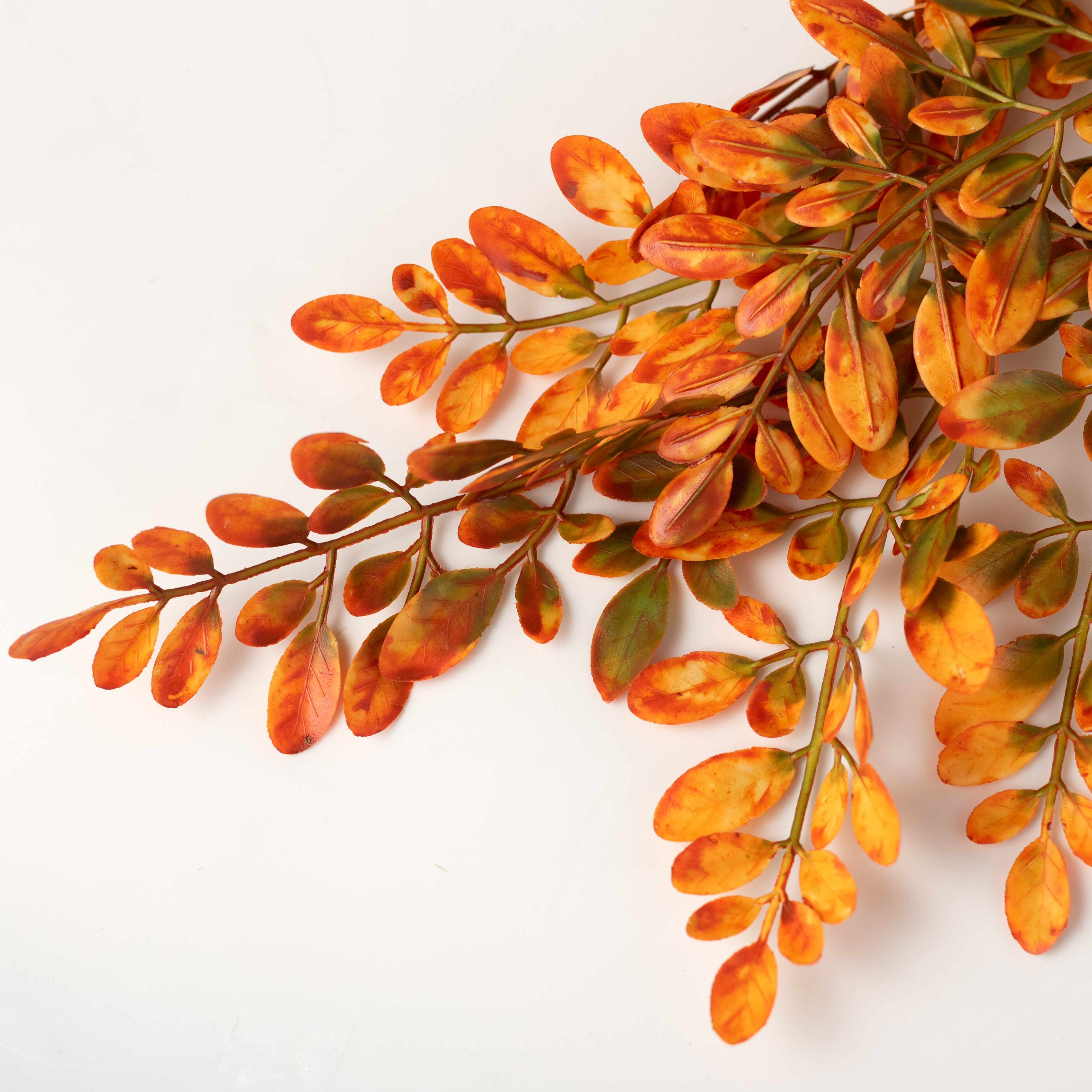 34" Plastic Herb of Grace Leaves Hanging Bush: Orange (5 Stem)