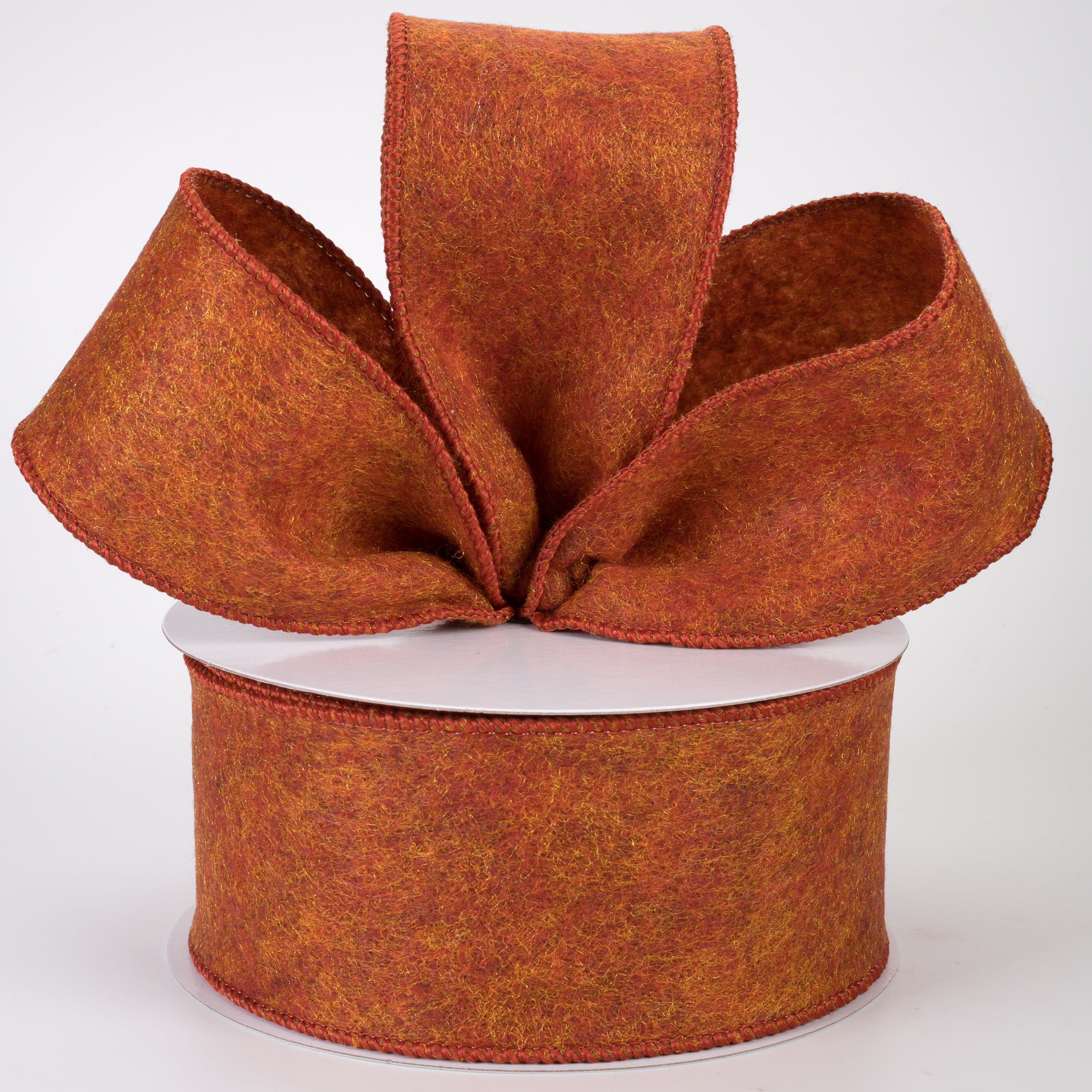 2.5" Fuzzy Felt Ribbon: Rust Orange (10 Yards)