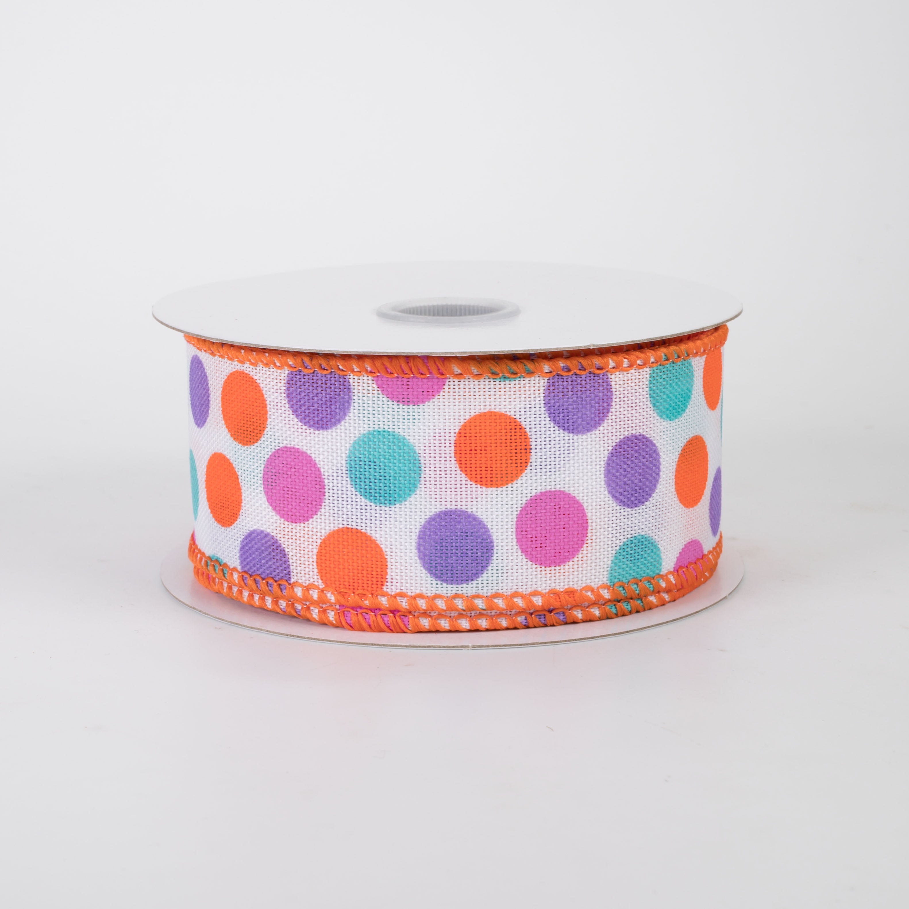 1.5" Linen Halloween Pastel Candy Polka Dots Ribbon (10 Yards)