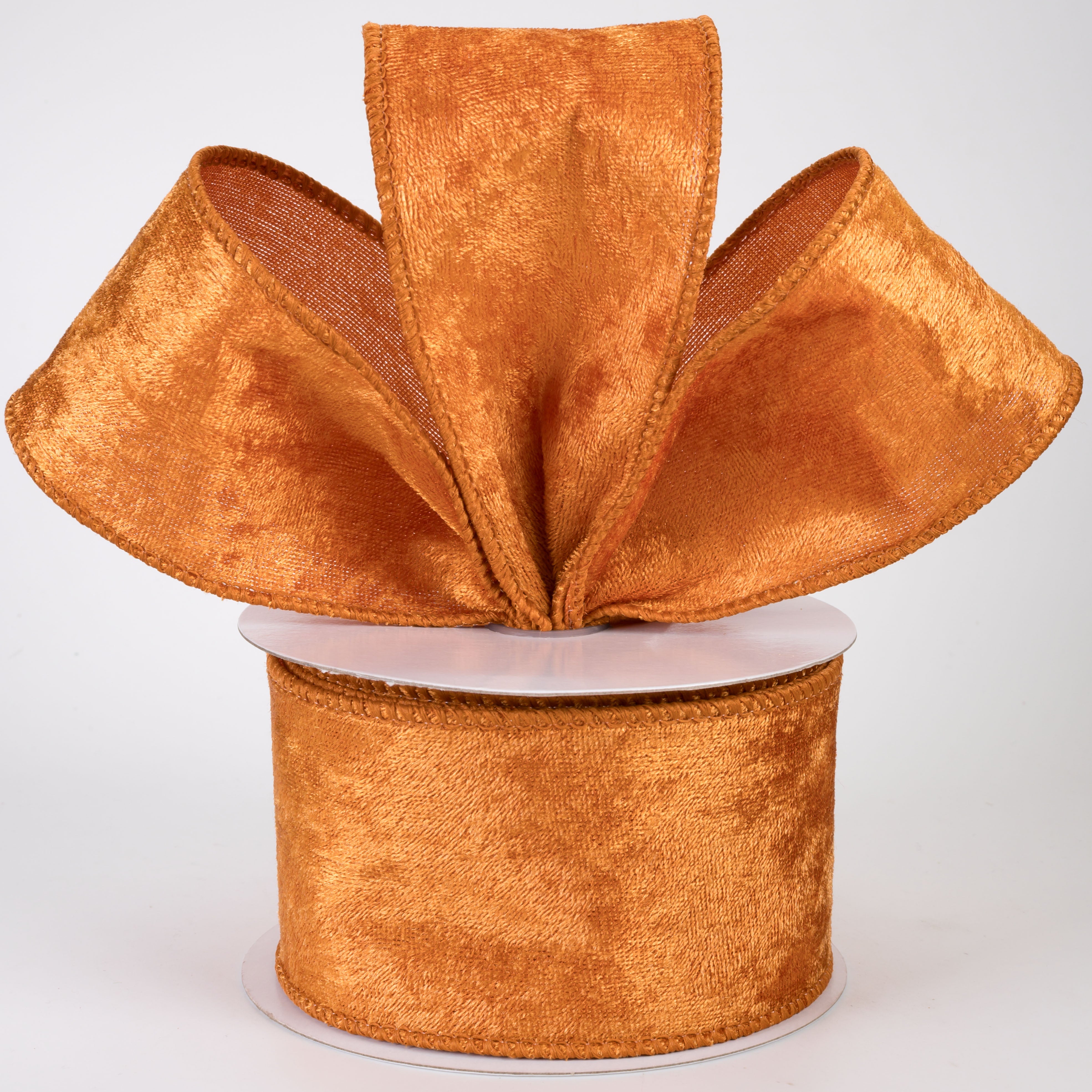 2.5" Lush Velvet Ribbon: Light Rust Orange (10 Yards)