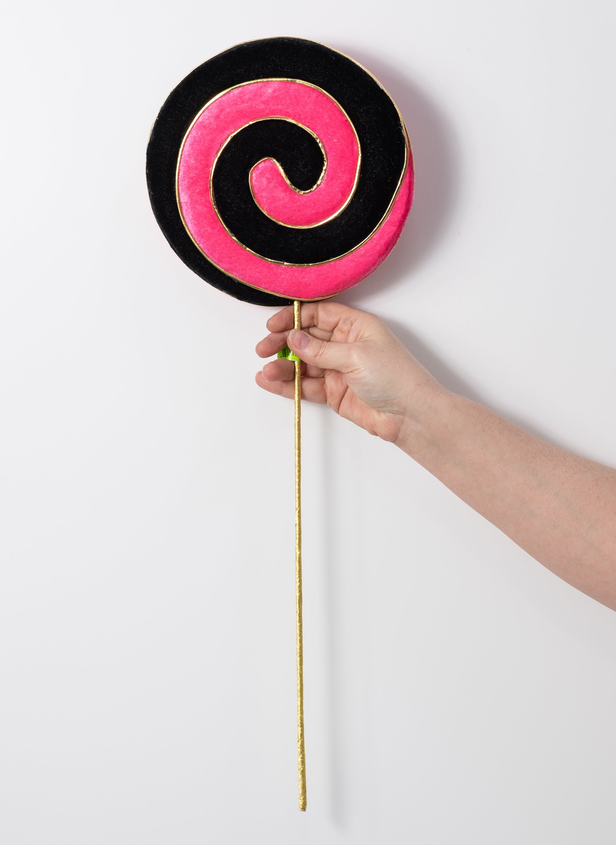 8" x 23" Gold Swirl Lollipop Spray: Pink & Black
