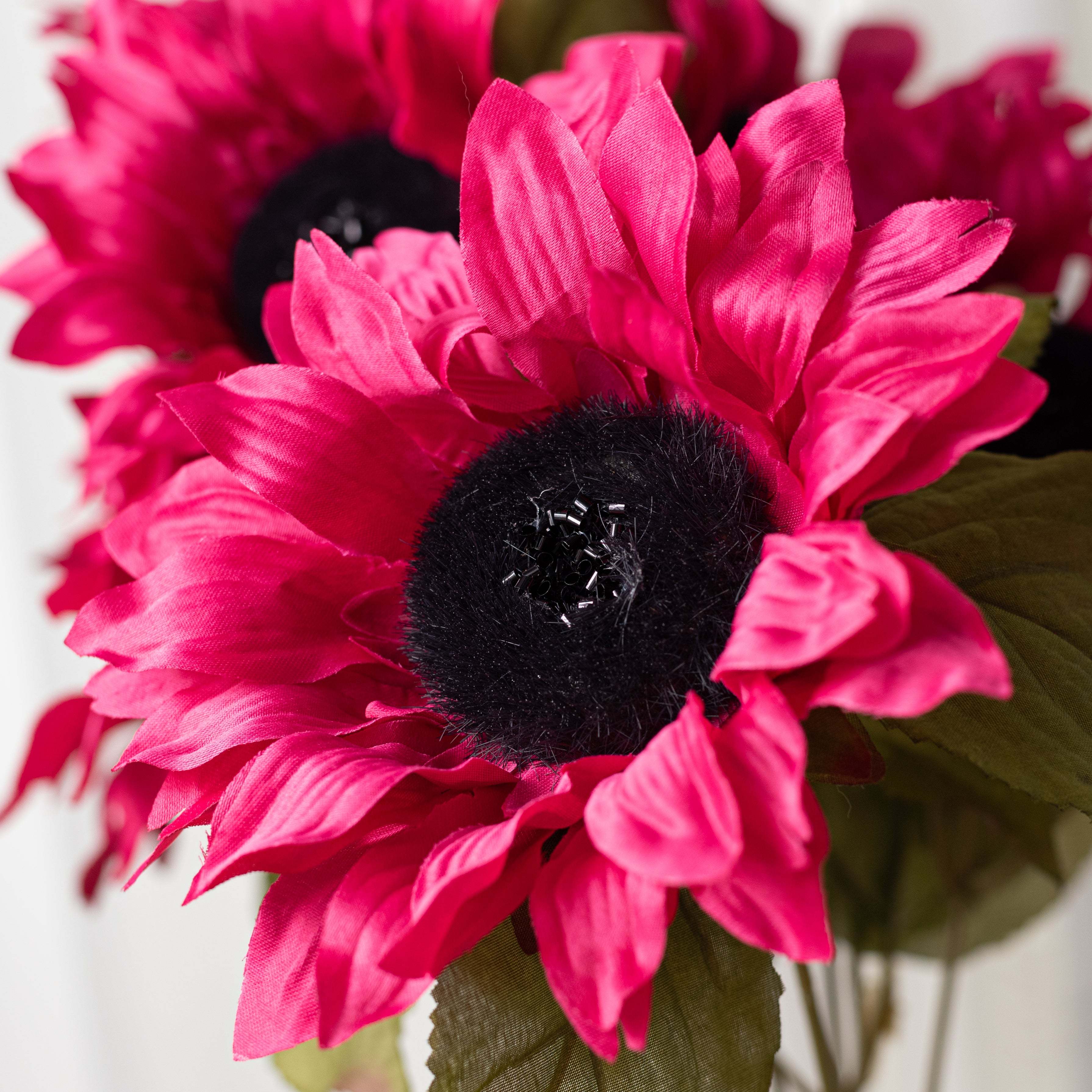 22" Faux Sunflower Bush: Hot Pink (7 Stem)