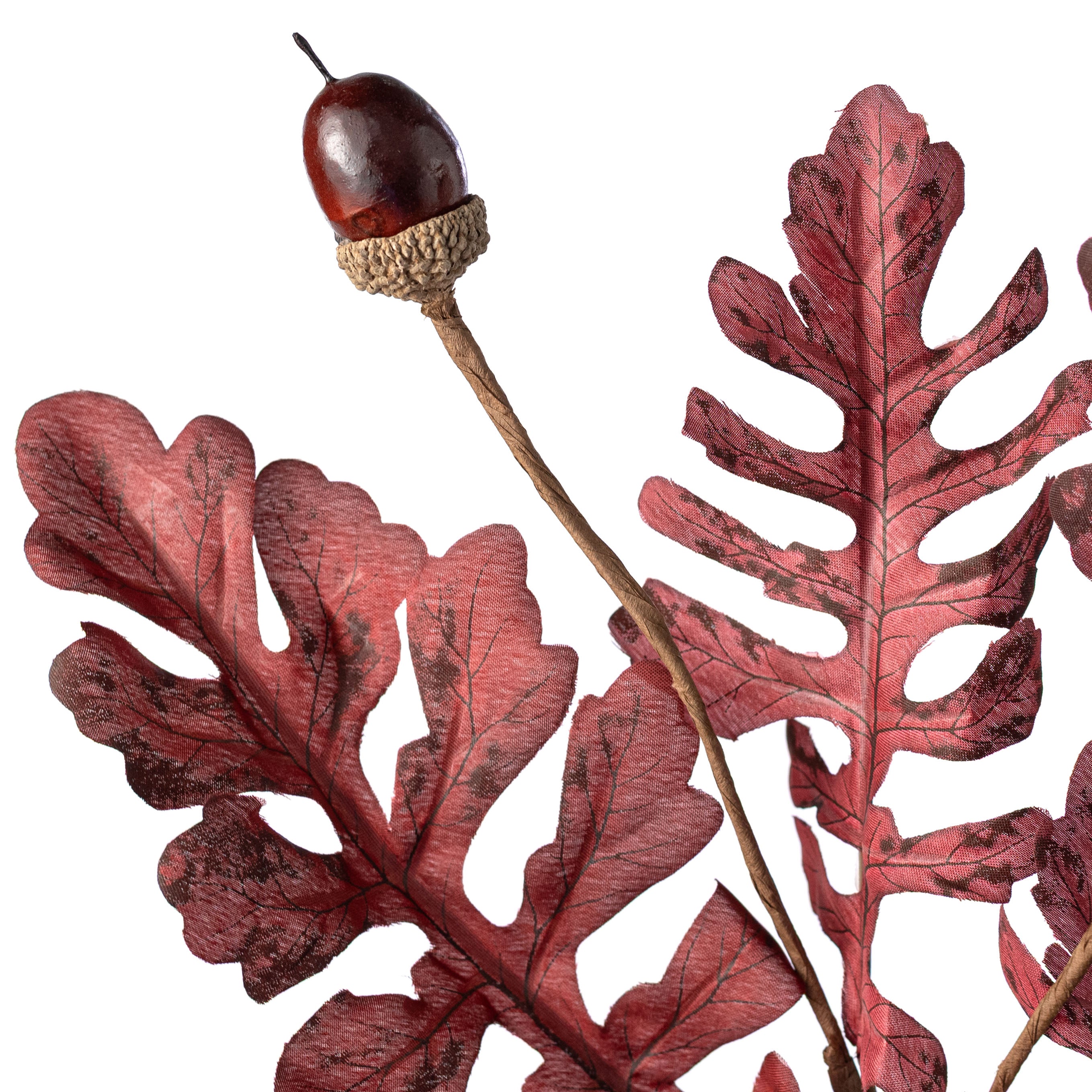 28" Acorn & Oak Leaves Spray: Burgundy