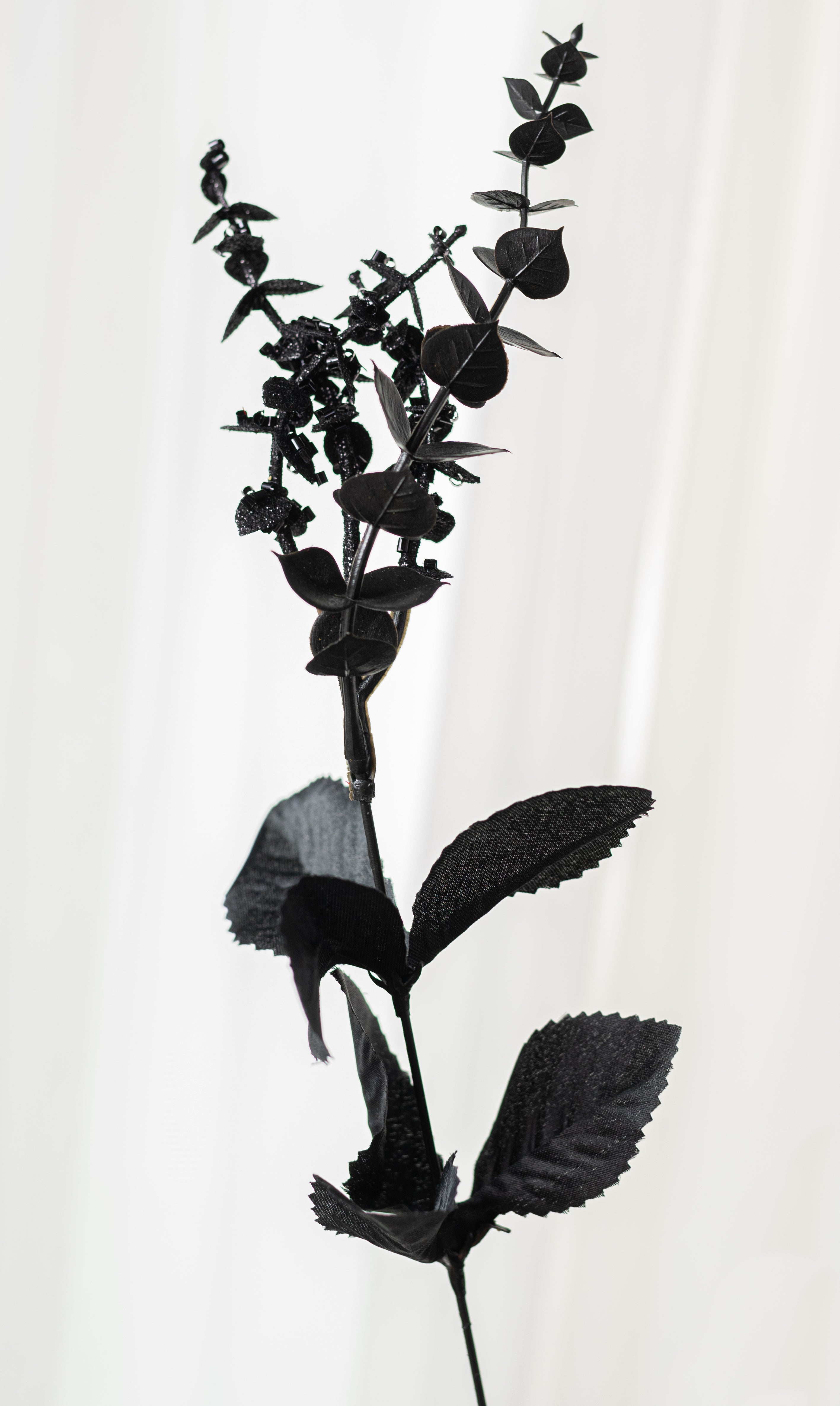 20" Rose & Eucalyptus Bush: Red & Black (12 Stem)