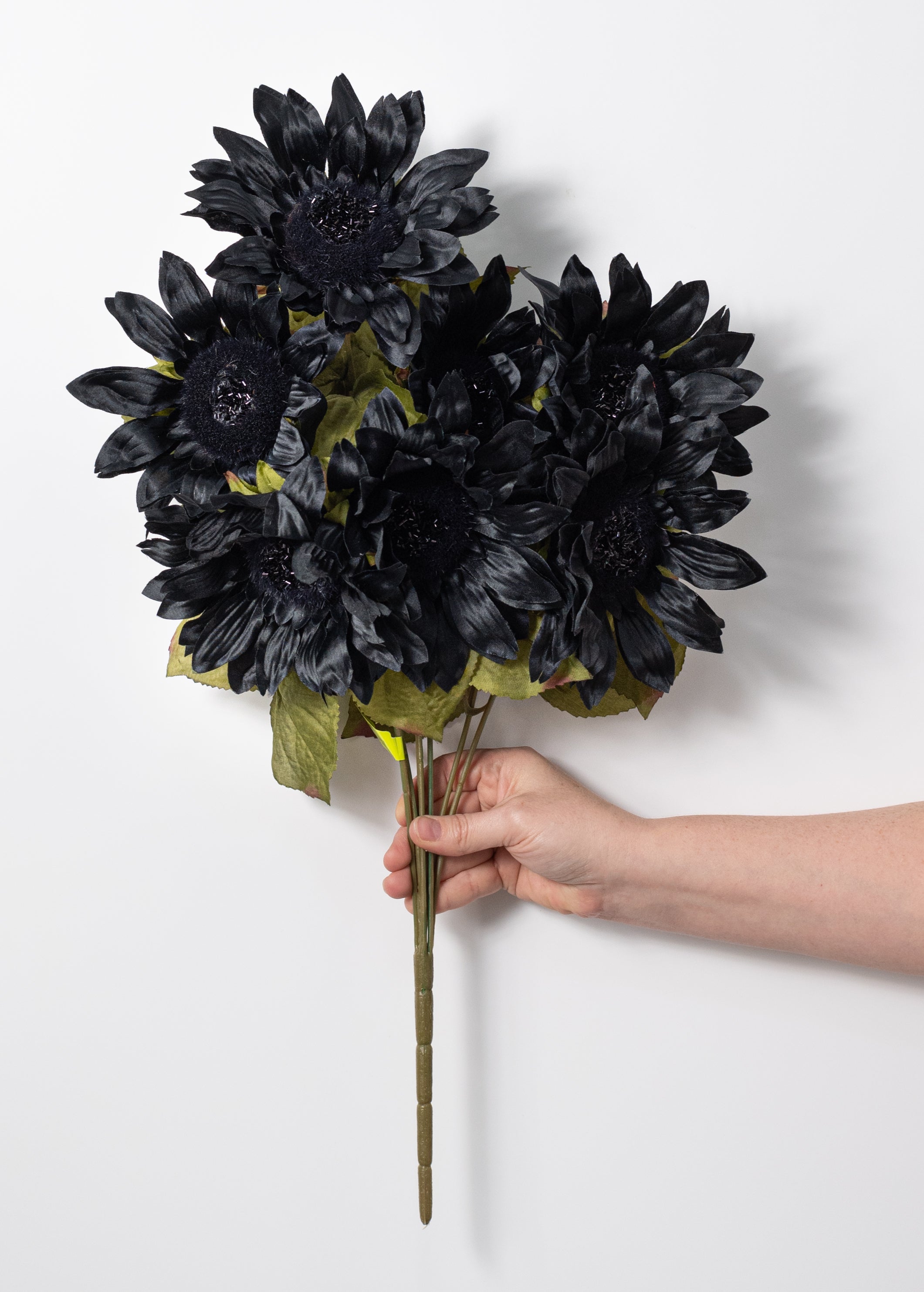 22" Faux Sunflower Bush: Black (7 Stem)